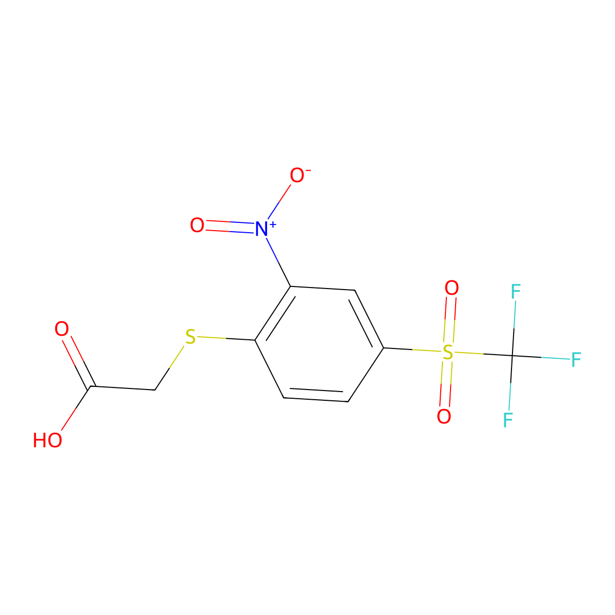 2-[2-nitro-4-(trifluoromethylsulfonyl)phenyl]sulfanylacetic Acid molecular structure, CAS 459188-73-9