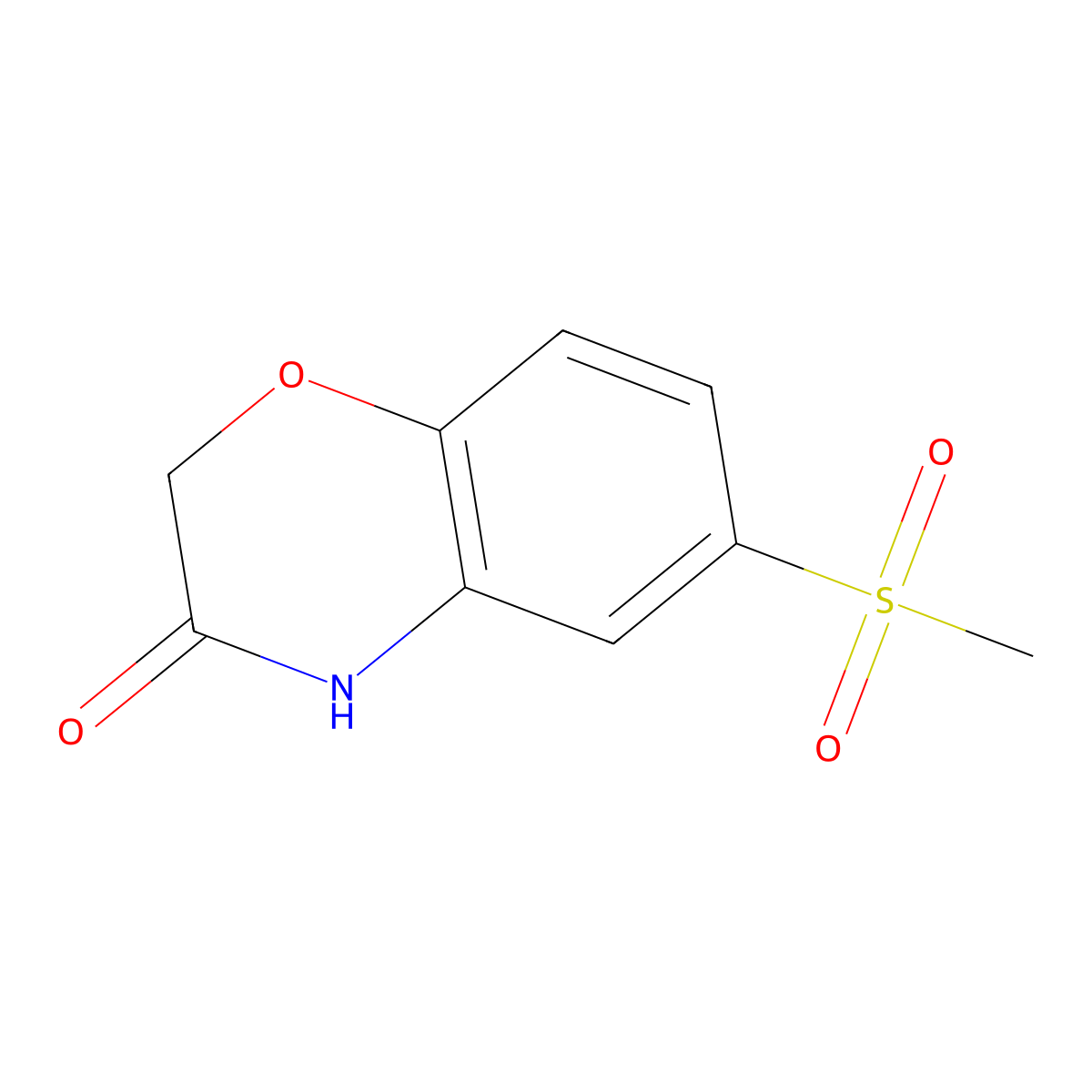 6-methanesulfonyl-3,4-dihydro-2H-1,4-benzoxazin-3-one molecular structure, CAS 459190-08-0