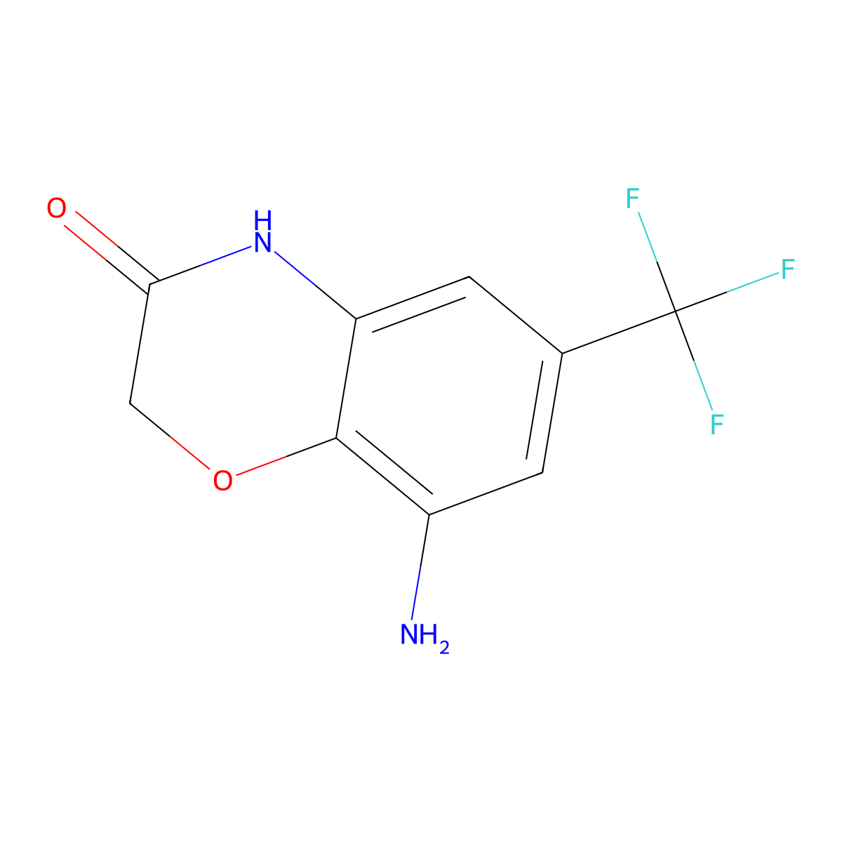8-amino-6-(trifluoromethyl)-3,4-dihydro-2H-1,4-benzoxazin-3-one molecular structure, CAS 459191-31-2