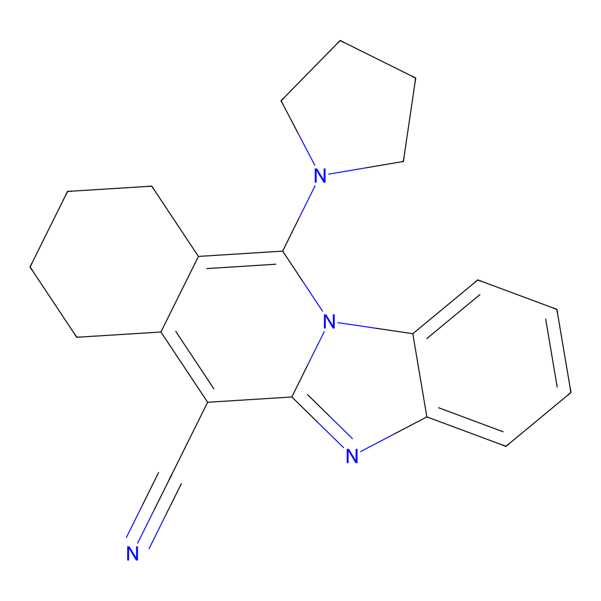 11-Pyrrolidin-1-yl-7,8,9,10-tetrahydrobenzimidazolo[1,2-b]isoquinoline-6-carbonitrile molecular structure, CAS 459191-52-7