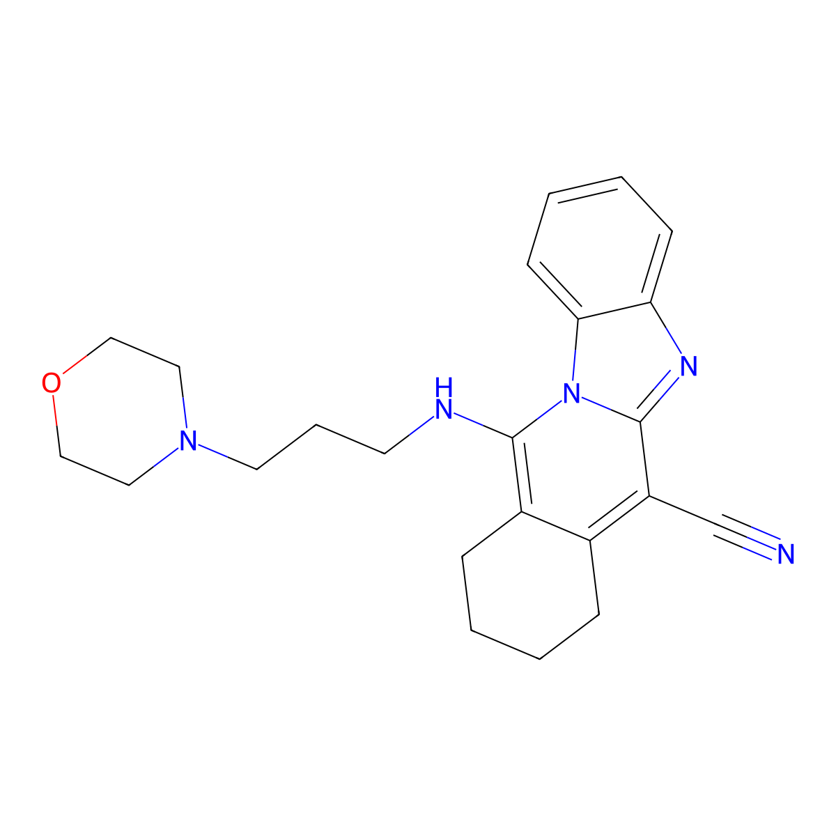 11-((3-Morpholinopropyl)amino)-7,8,9,10-tetrahydrobenzo[4,5]imidazo[1,2-b]isoquinoline-6-carbonitrile molecular structure, CAS 459192-00-8
