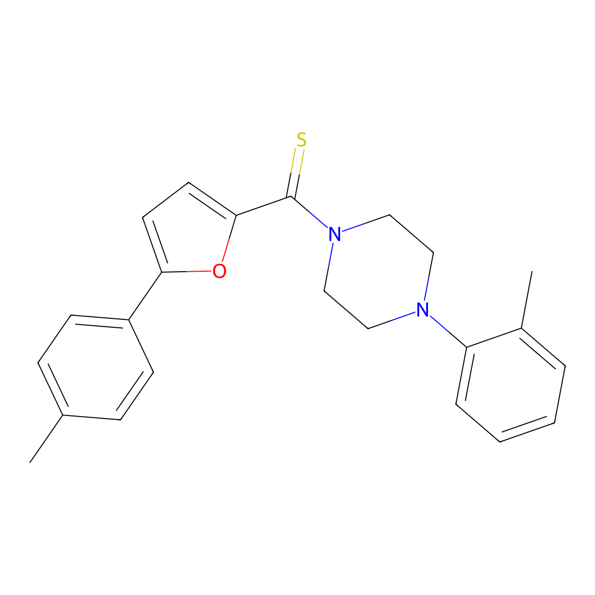 (5-(p-Tolyl)furan-2-yl)(4-(o-tolyl)piperazin-1-yl)methanethione molecular structure, CAS 459192-57-5