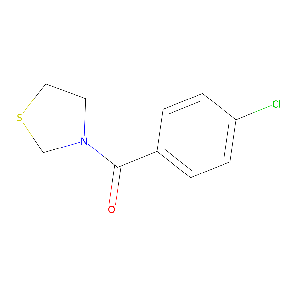 (4-Chlorophenyl)(thiazolidin-3-yl)methanone molecular structure, CAS 459195-07-4