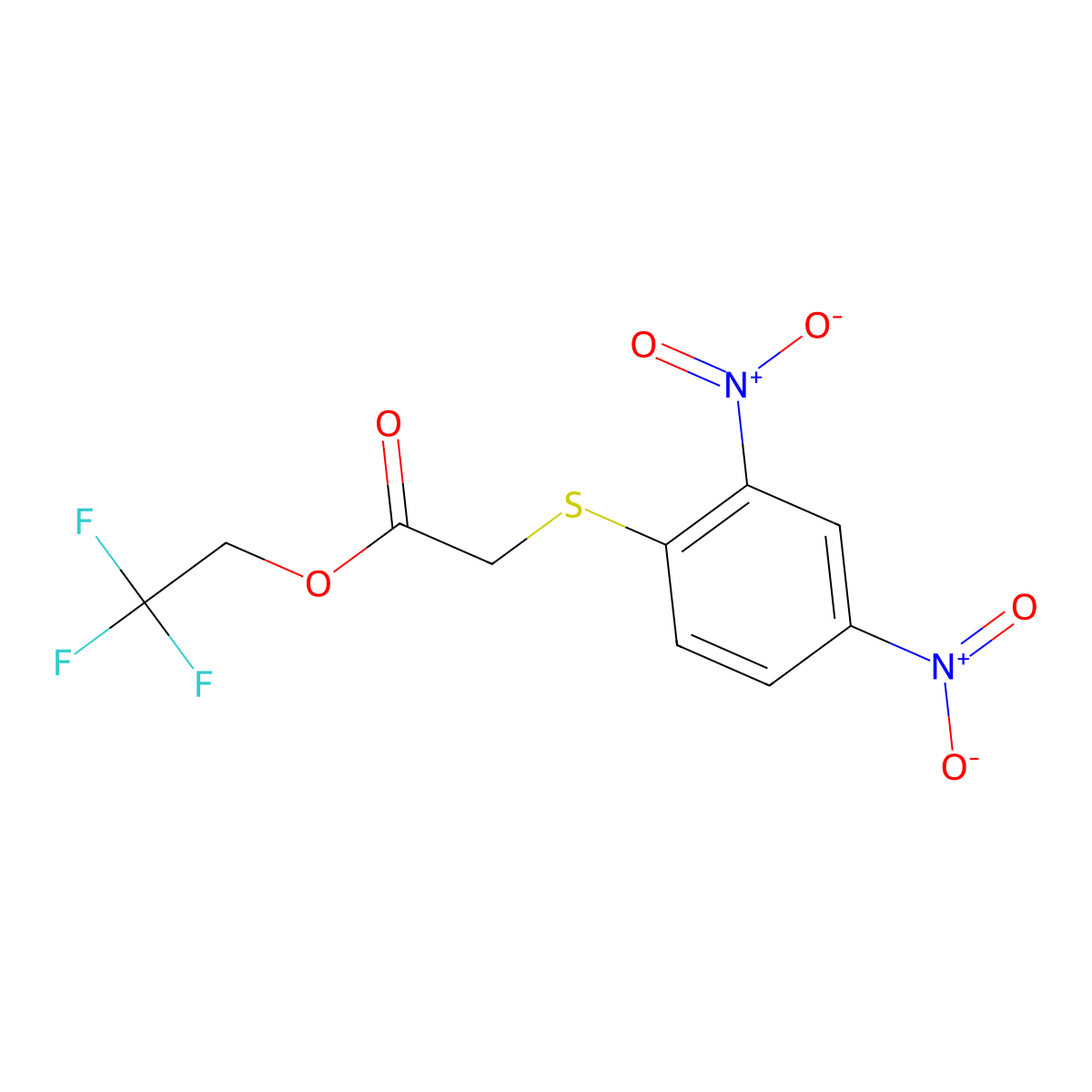 2,2,2-Trifluoroethyl 2-(2,4-dinitrophenylthio)acetate molecular structure, CAS 459197-46-7