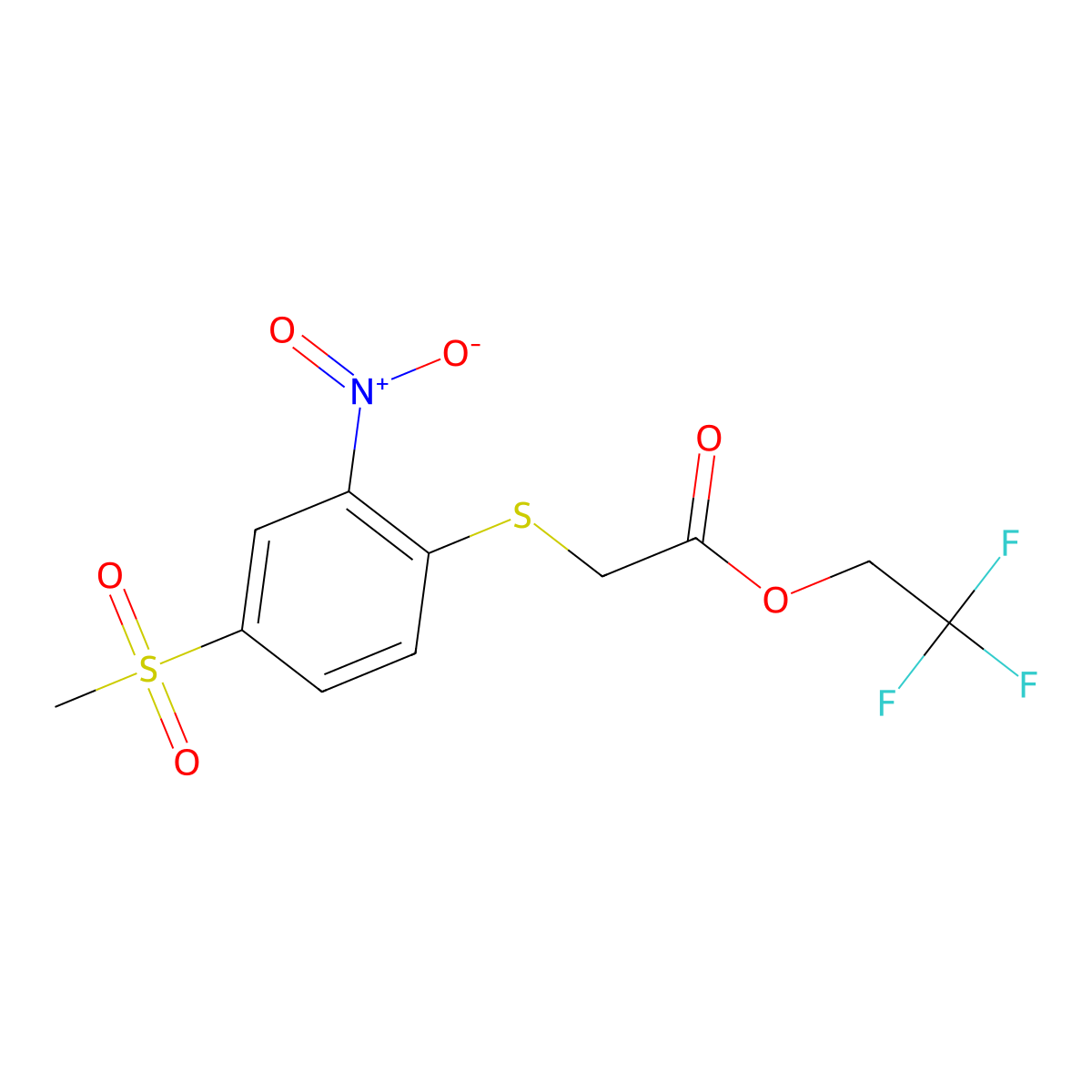 2,2,2-Trifluoroethyl 2-((4-(methylsulfonyl)-2-nitrophenyl)thio)acetate molecular structure, CAS 459197-90-1