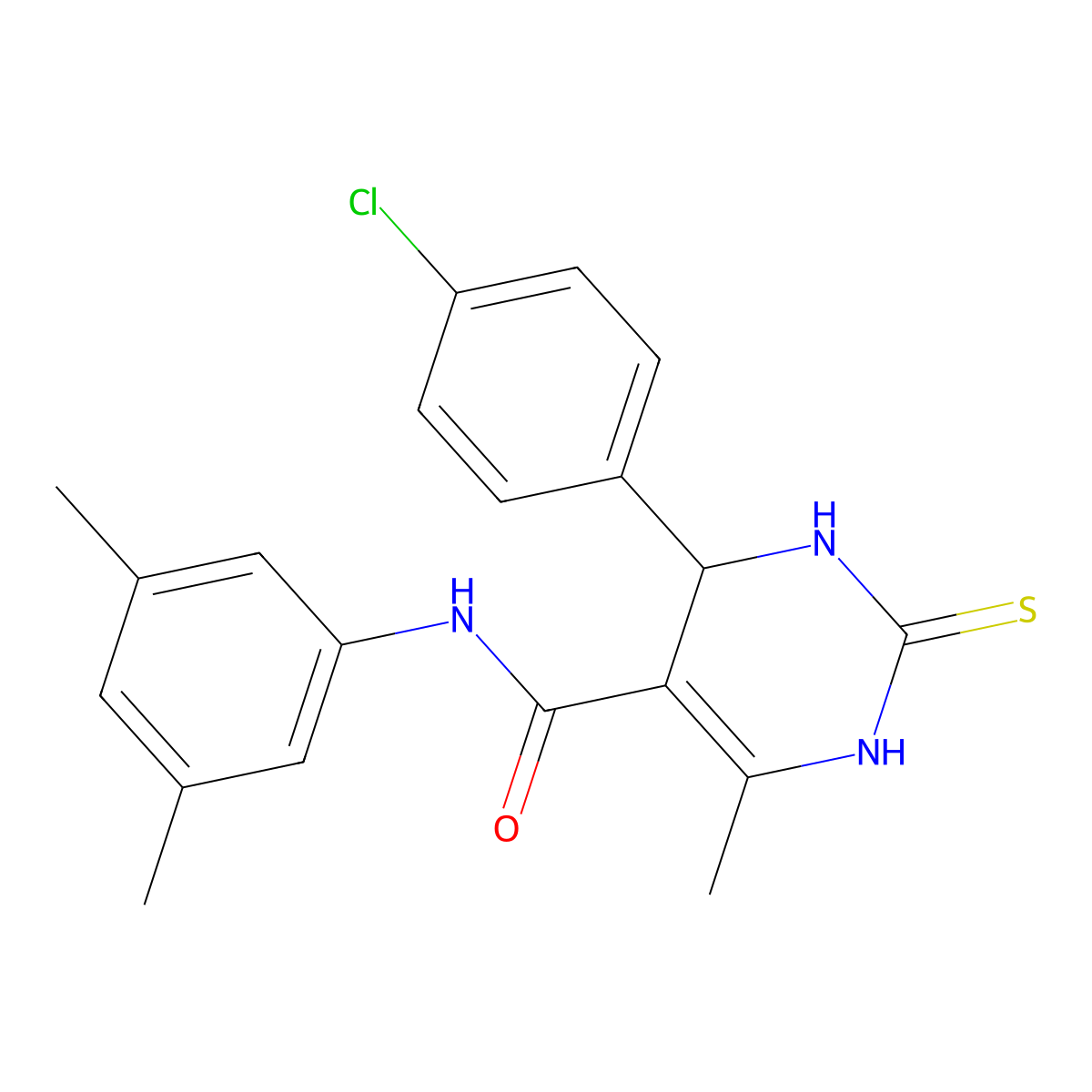 4-(4-chlorophenyl)-N-(3,5-dimethylphenyl)-6-methyl-2-thioxo-1,2,3,4-tetrahydropyrimidine-5-carboxamide molecular structure, CAS 459199-16-7