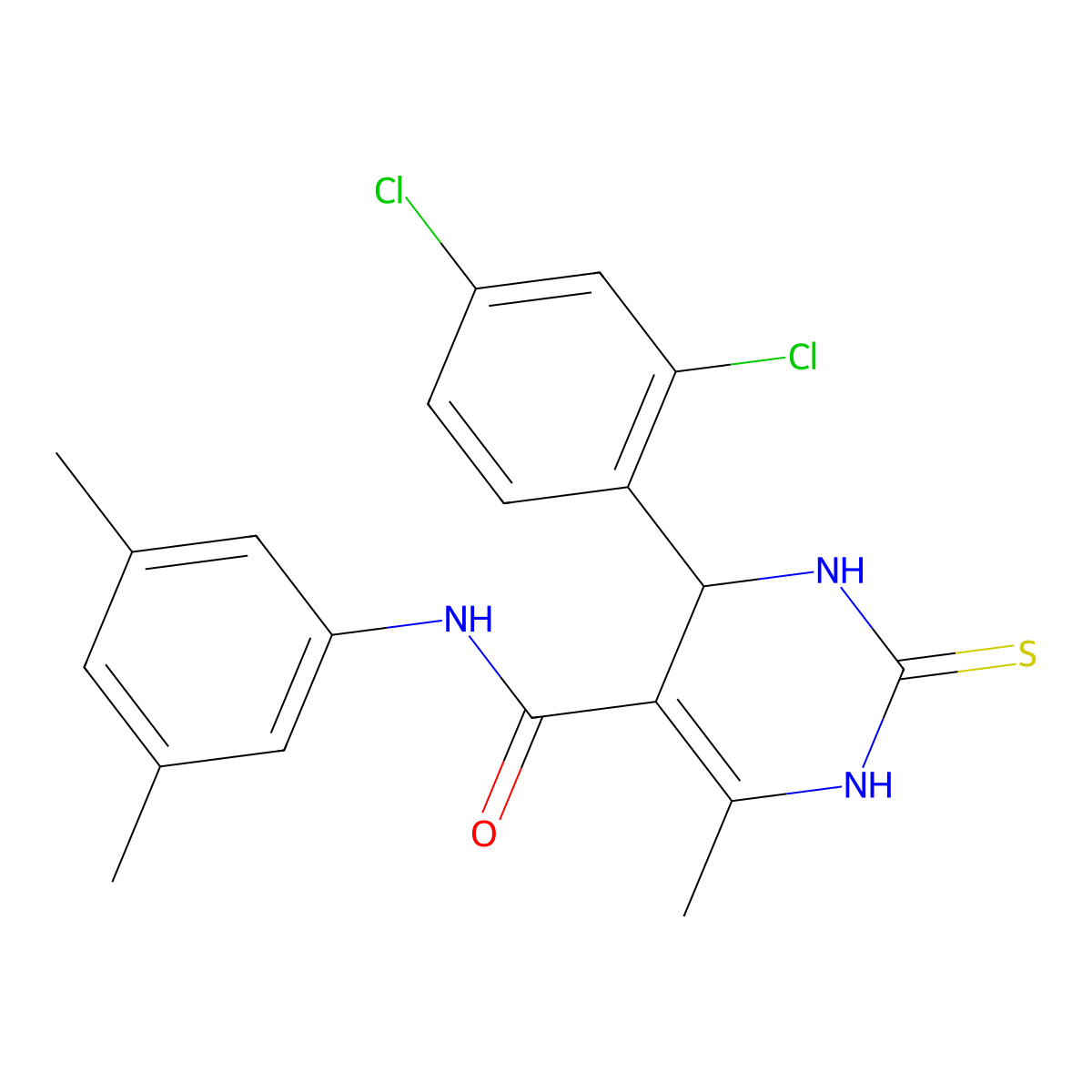 4-(2,4-dichlorophenyl)-N-(3,5-dimethylphenyl)-6-methyl-2-thioxo-1,2,3,4-tetrahydropyrimidine-5-carboxamide molecular structure, CAS 459200-01-2