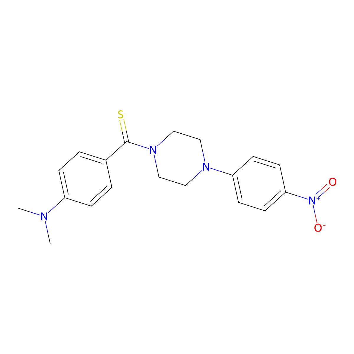 [4-(Dimethylamino)phenyl]-[4-(4-nitrophenyl)piperazino]methanethione molecular structure, CAS 459200-33-0