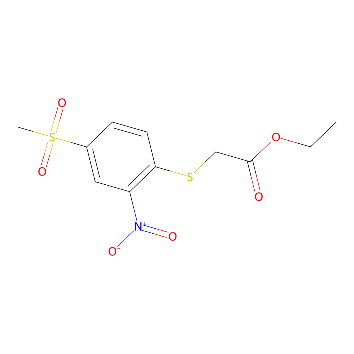Ethyl 2-((4-(methylsulfonyl)-2-nitrophenyl)thio)acetate molecular structure, CAS 459201-07-1