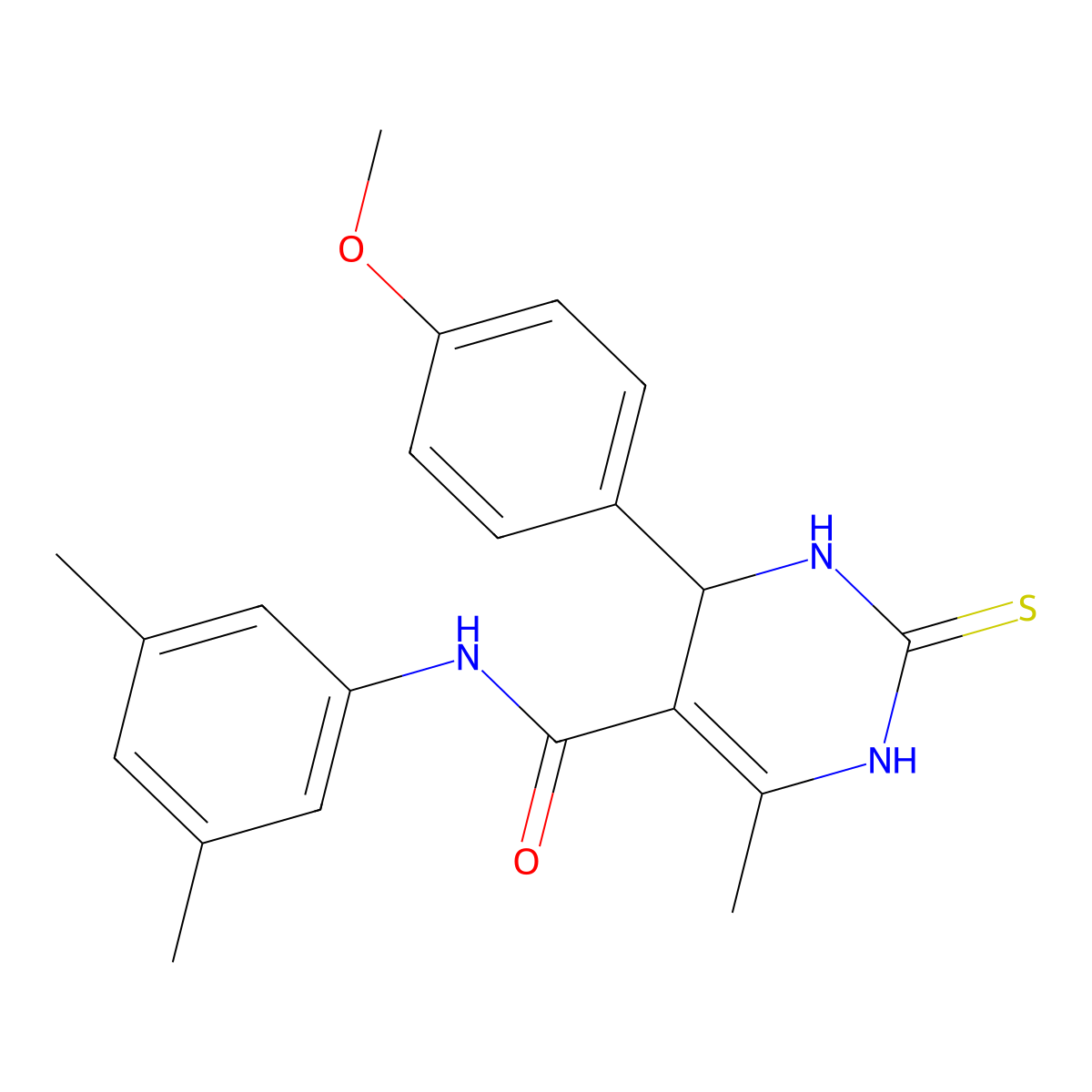 N-(3,5-dimethylphenyl)-4-(4-methoxyphenyl)-6-methyl-2-thioxo-1,2,3,4-tetrahydropyrimidine-5-carboxamide molecular structure, CAS 459201-67-3
