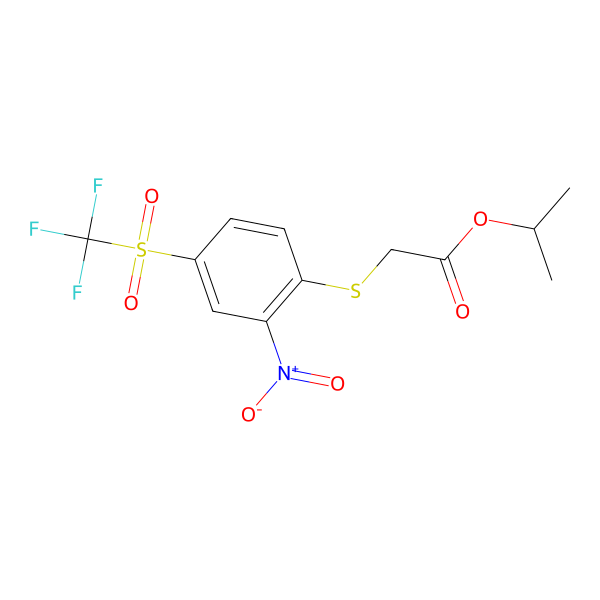 Isopropyl 2-((2-nitro-4-((trifluoromethyl)sulfonyl)phenyl)thio)acetate molecular structure, CAS 459201-85-5
