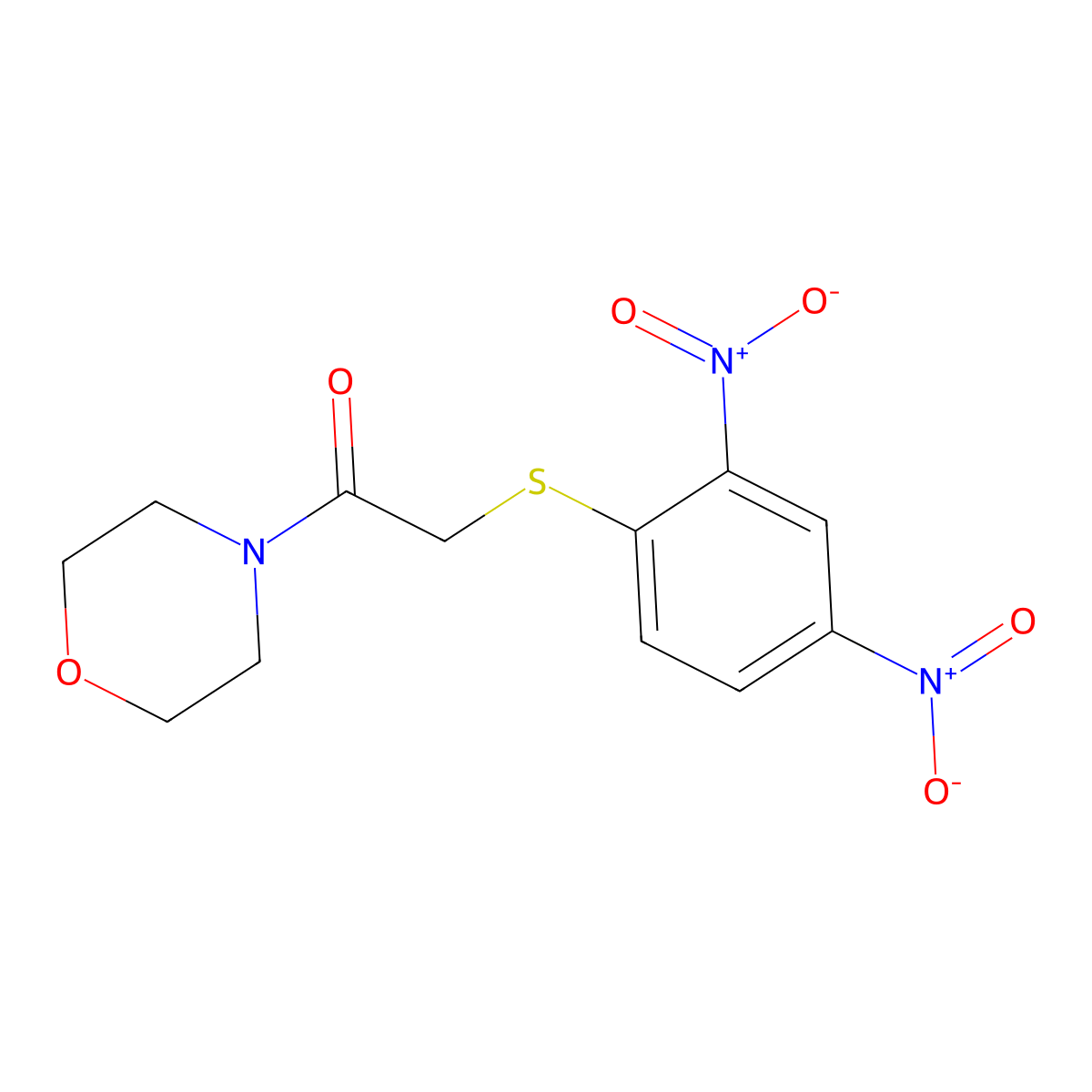 2-((2,4-Dinitrophenyl)thio)-1-morpholinoethanone molecular structure, CAS 459205-13-1