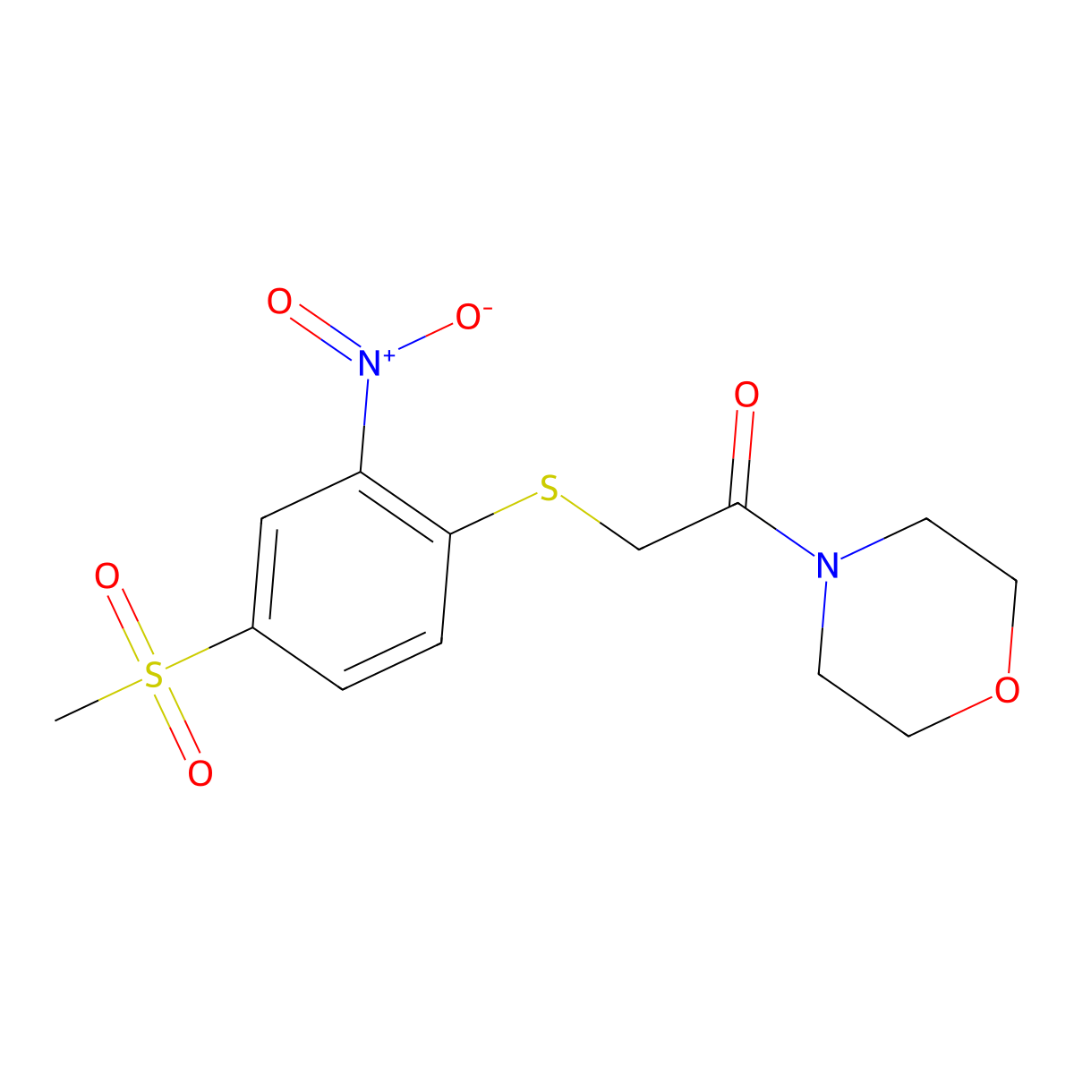 2-((4-(Methylsulfonyl)-2-nitrophenyl)thio)-1-morpholinoethanone molecular structure, CAS 459205-61-9