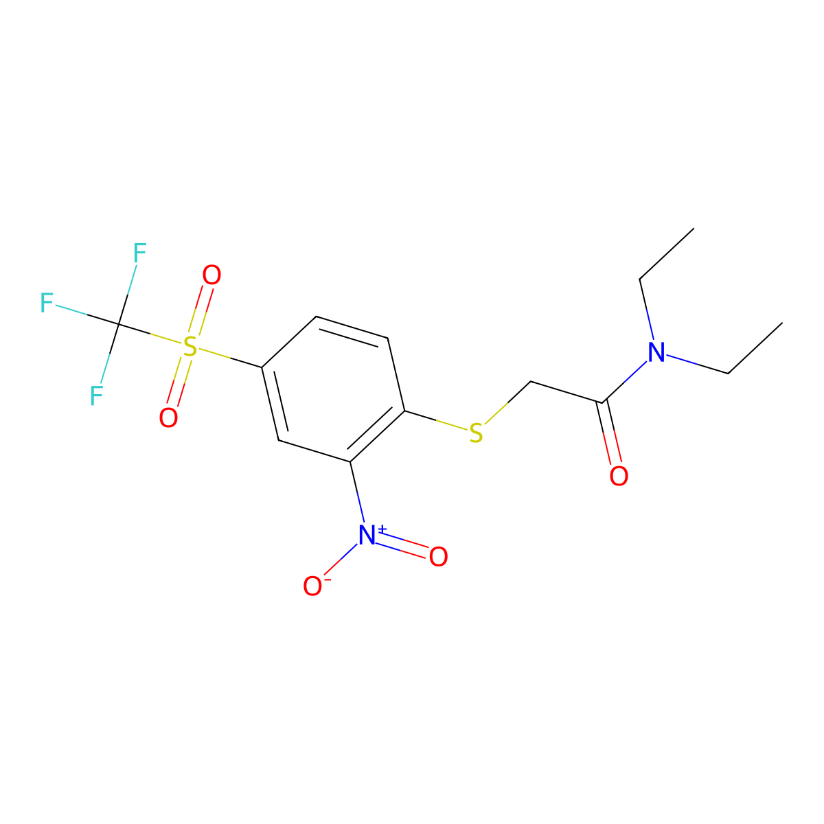 N,N-diethyl-2-({2-nitro-4-[(trifluoromethyl)sulfonyl]phenyl}sulfanyl)acetamide molecular structure, CAS 459207-96-6