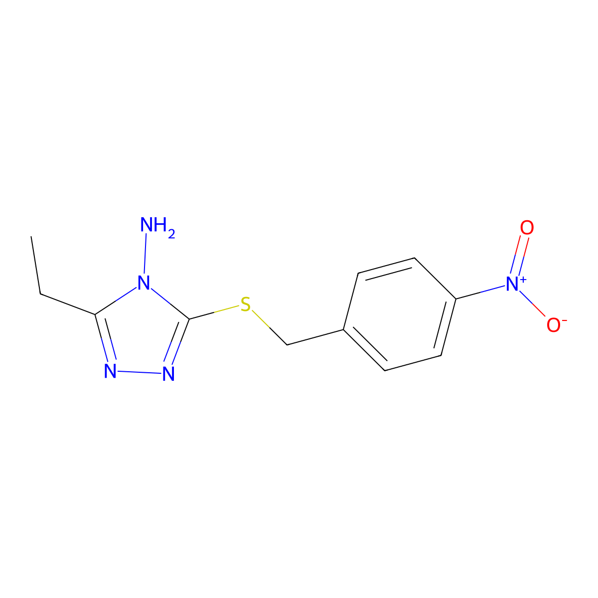 3-ethyl-5-[(4-nitrobenzyl)sulfanyl]-4H-1,2,4-triazol-4-amine molecular structure, CAS 459209-47-3