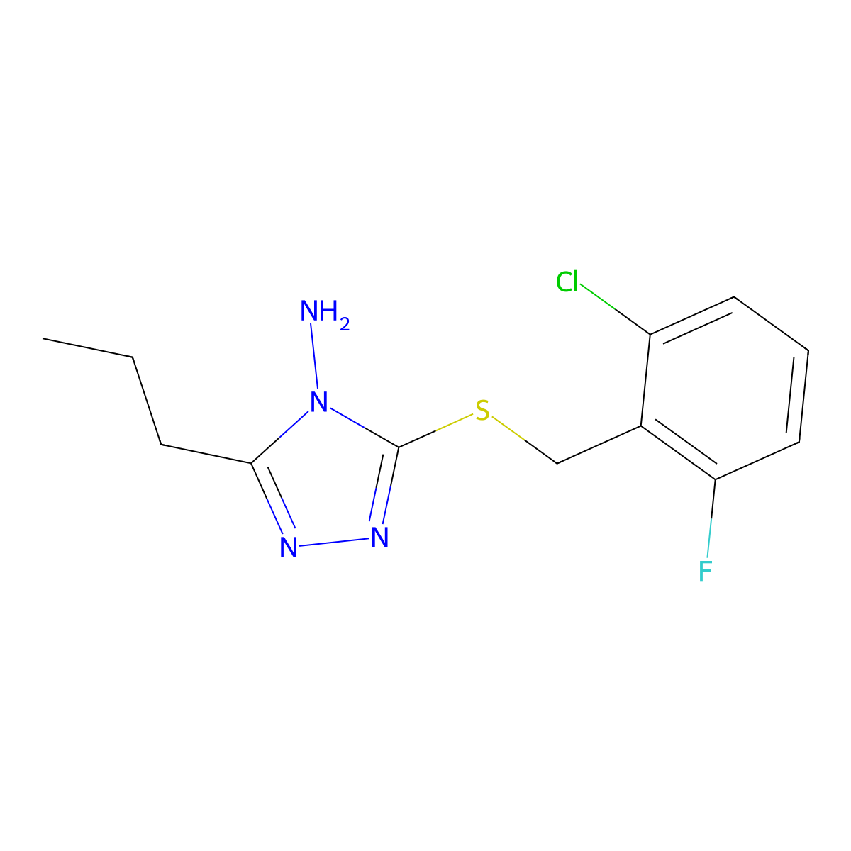 3-((2-Chloro-6-fluorobenzyl)thio)-5-propyl-4H-1,2,4-triazol-4-amine molecular structure, CAS 459210-10-7