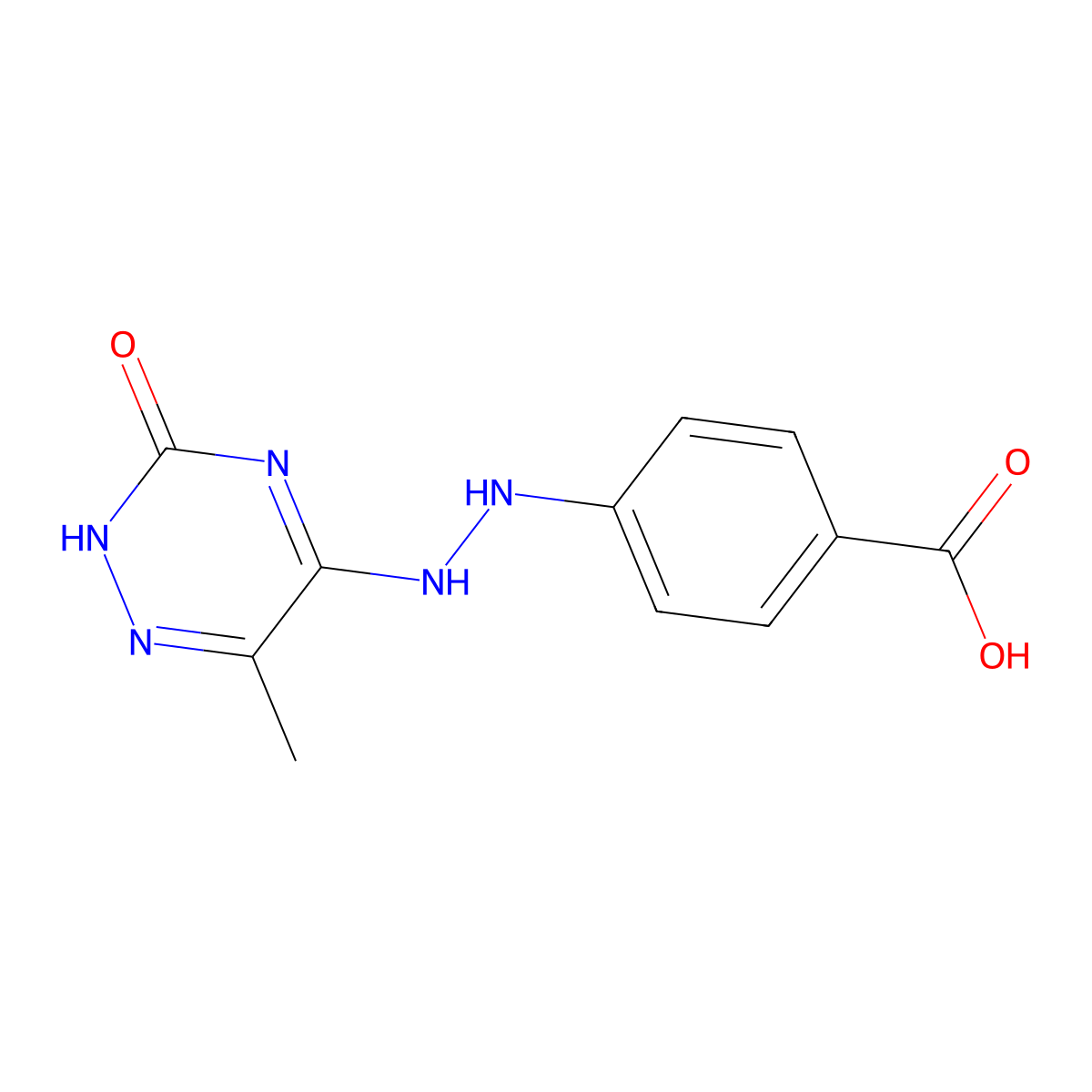 4-(2-(6-Methyl-3-oxo-2,3-dihydro-1,2,4-triazin-5-yl)hydrazinyl)benzoic acid molecular structure, CAS 459212-47-6