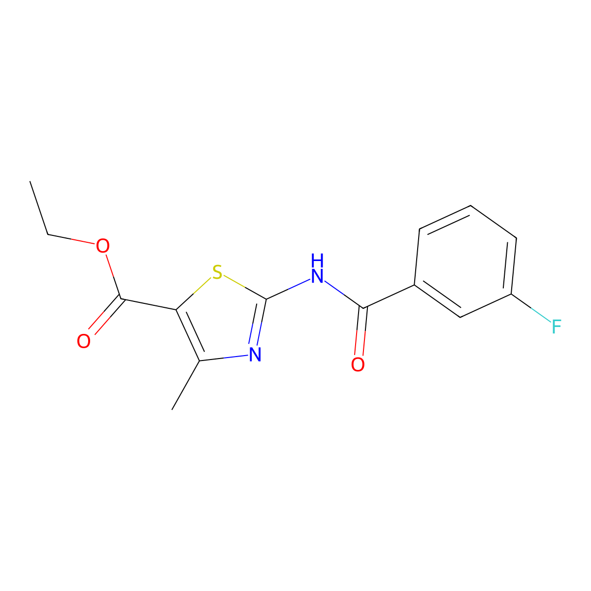 Ethyl 2-[(3-fluorobenzoyl)amino]-4-methyl-1,3-thiazole-5-carboxylate molecular structure, CAS 459219-39-7