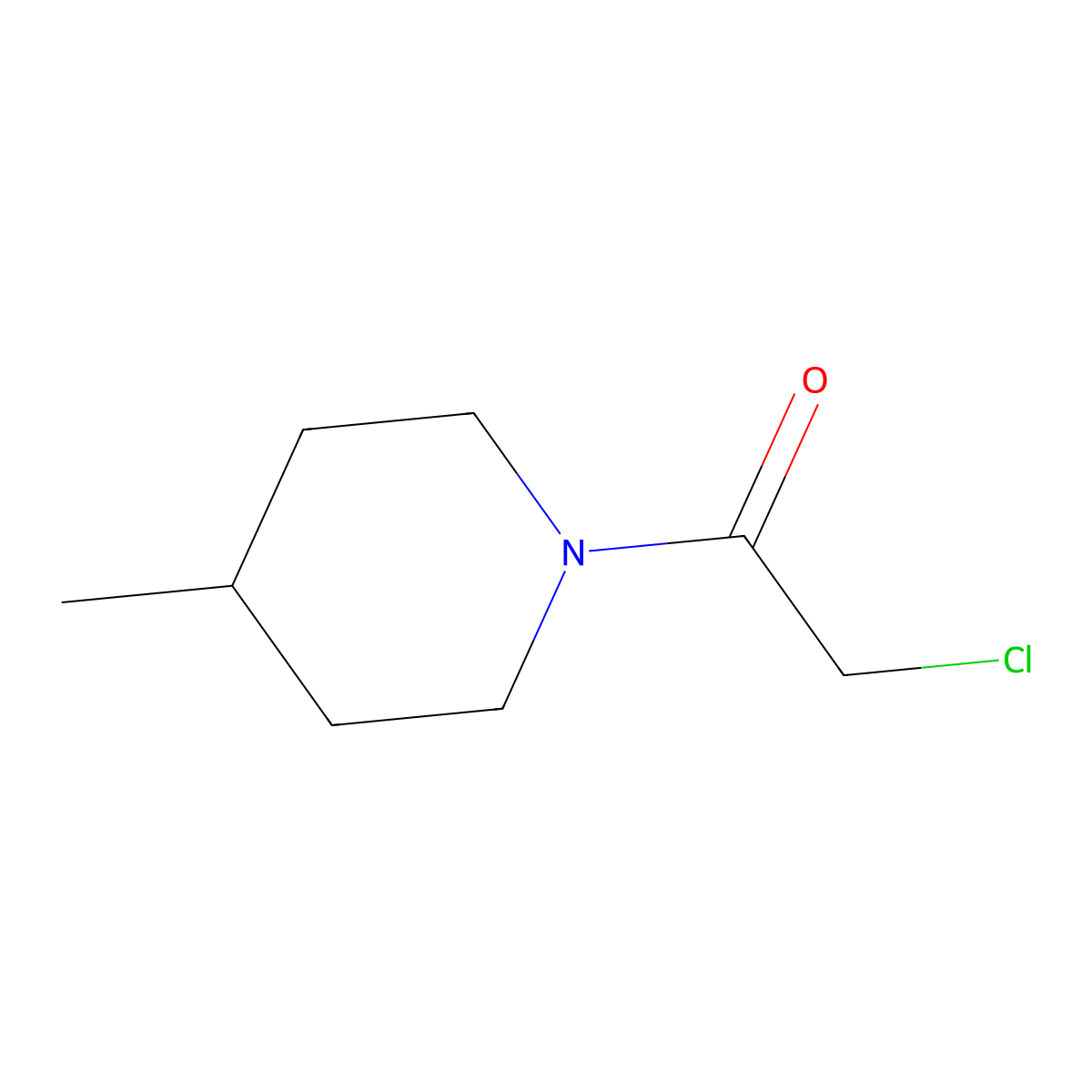 2-Chloro-1-(4-methylpiperidin-1-yl)ethan-1-one molecular structure, CAS 4593-20-8