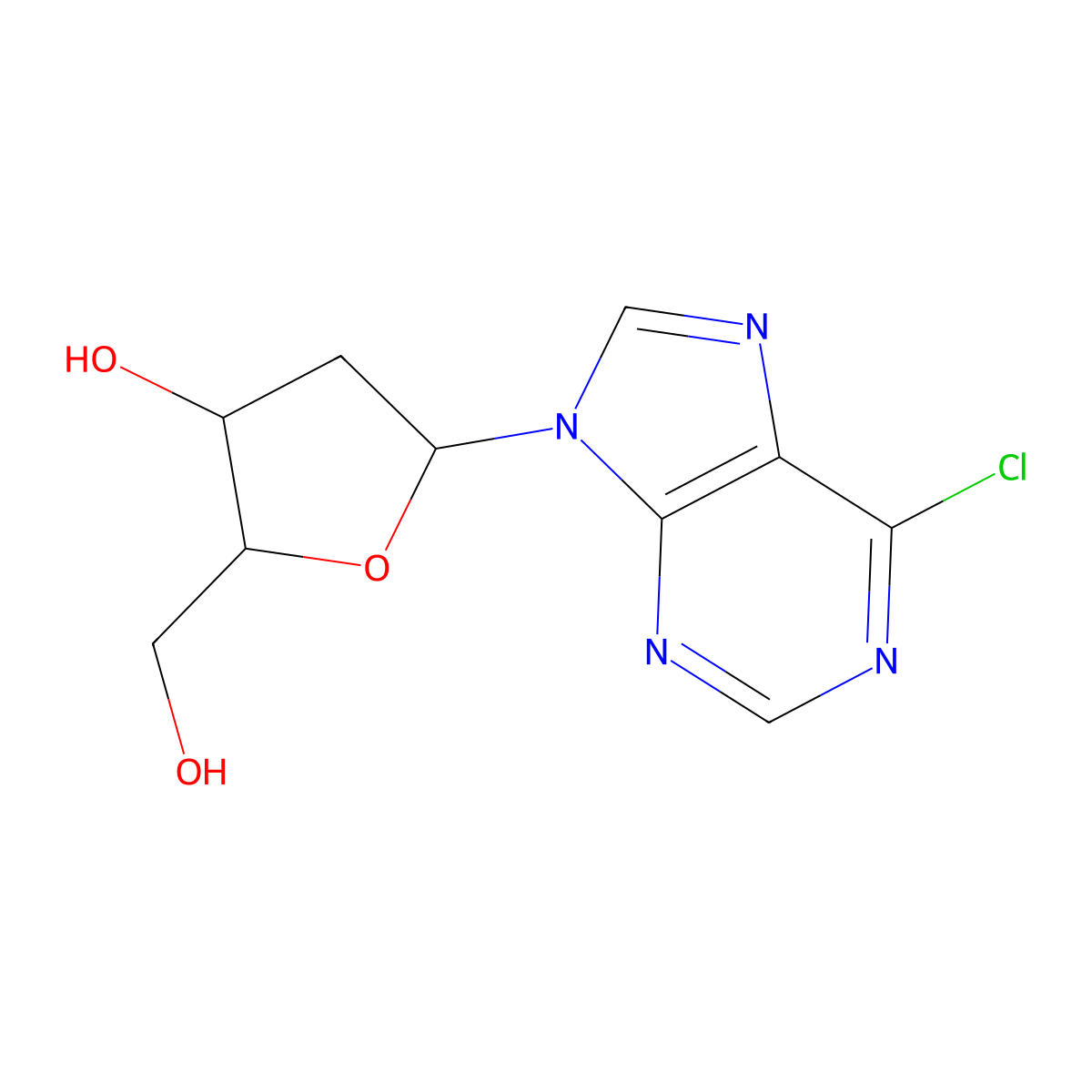 (2R,3S,5S)-5-(6-Chloro-9H-purin-9-yl)-2-(hydroxymethyl)tetrahydrofuran-3-ol molecular structure, CAS 4594-45-0