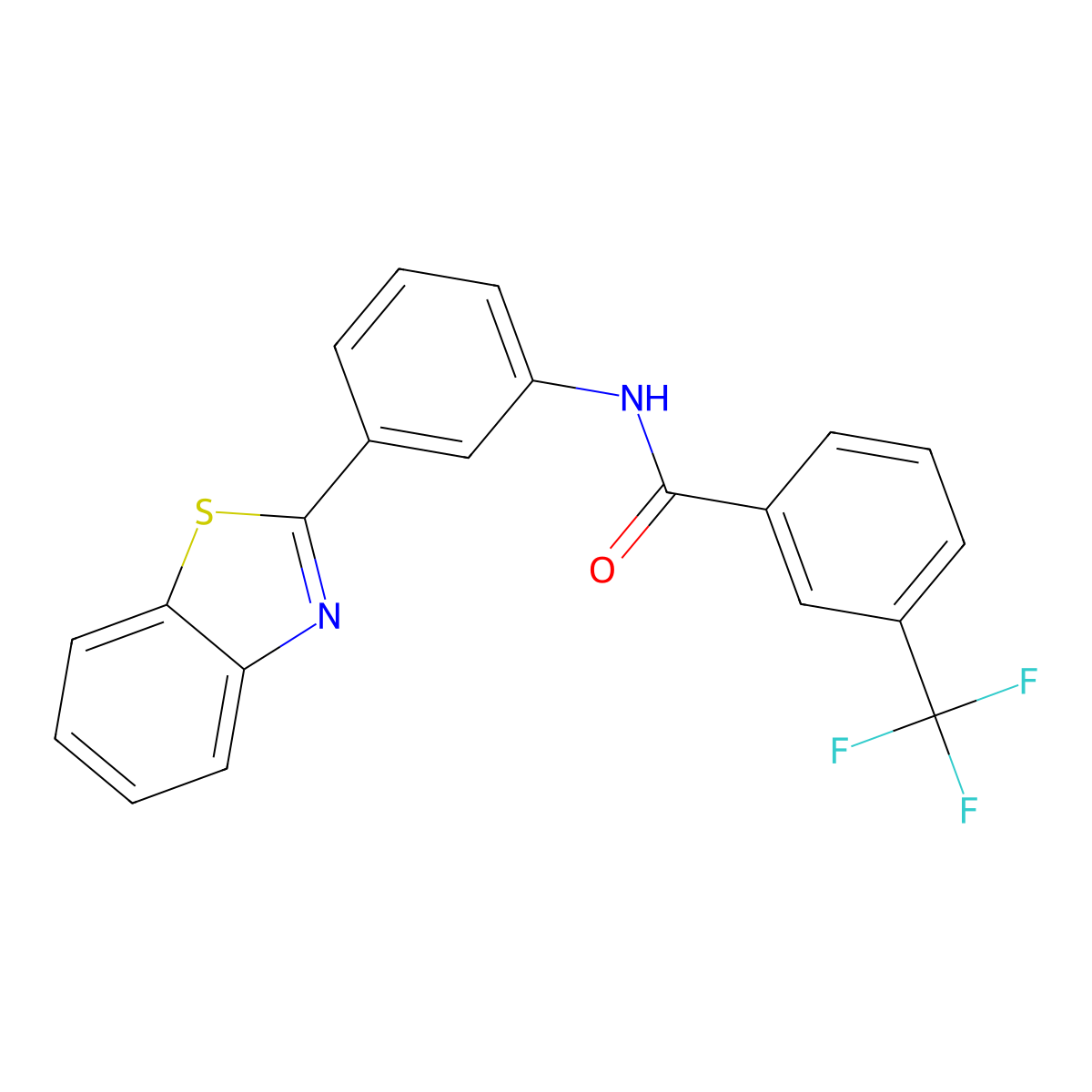 N-[3-(1,3-benzothiazol-2-yl)phenyl]-3-(trifluoromethyl)benzamide molecular structure, CAS 459413-89-9