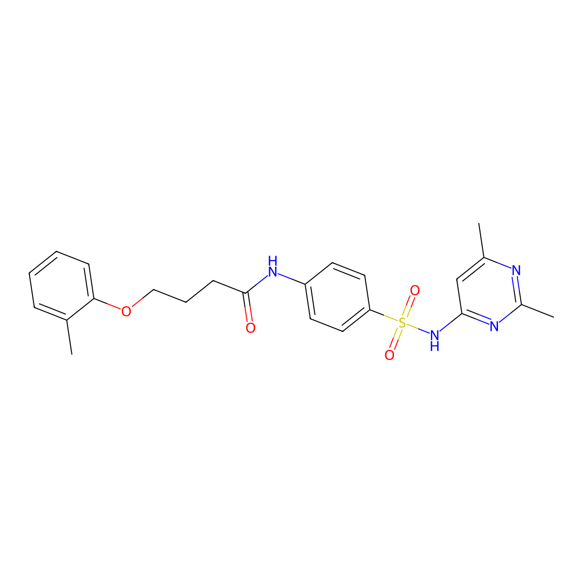 N-[4-(2,6-Dimethyl-pyrimidin-4-ylsulfamoyl)-phenyl]-4-o-tolyloxy-butyramide molecular structure, CAS 459414-30-3