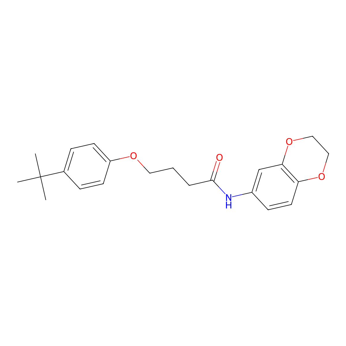 4-(4-tert-butylphenoxy)-N-(2,3-dihydro-1,4-benzodioxin-6-yl)butanamide molecular structure, CAS 459414-86-9