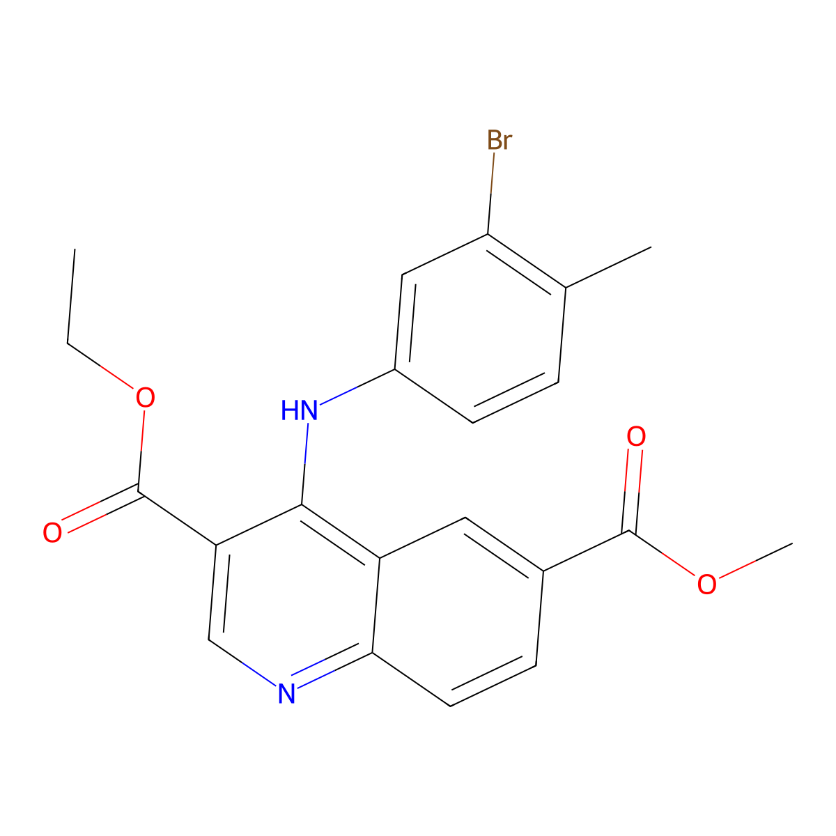 3-Ethyl 6-methyl 4-(3-bromo-4-methylanilino)quinoline-3,6-dicarboxylate molecular structure, CAS 459417-18-6