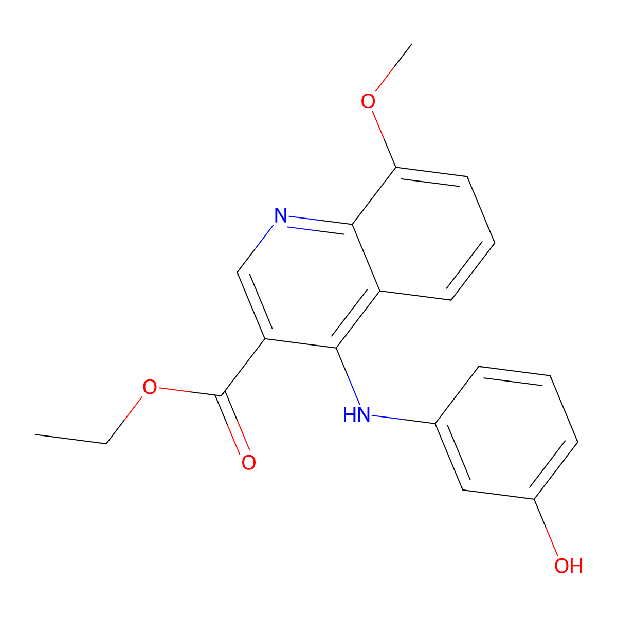 Ethyl 4-((3-hydroxyphenyl)amino)-8-methoxyquinoline-3-carboxylate molecular structure, CAS 459418-12-3