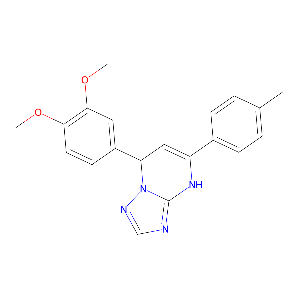 7-(3,4-Dimethoxyphenyl)-5-(4-methylphenyl)-4,7-dihydro[1,2,4]triazolo[1,5-a]pyrimidine molecular structure, CAS 459418-18-9