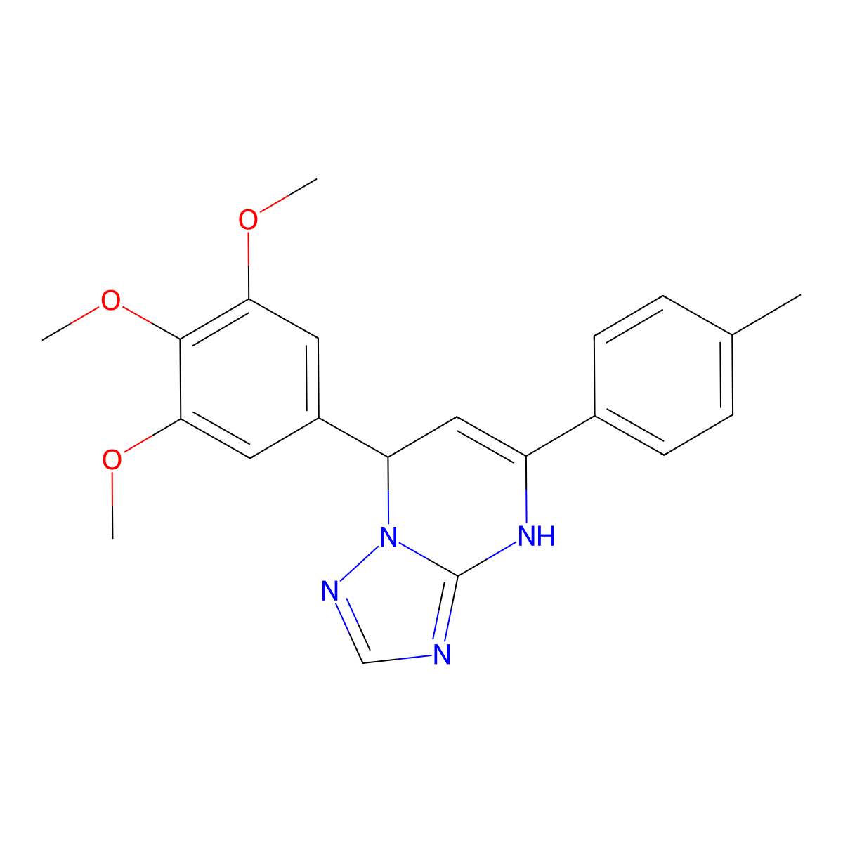 5-(p-Tolyl)-7-(3,4,5-trimethoxyphenyl)-4,7-dihydro-[1,2,4]triazolo[1,5-a]pyrimidine molecular structure, CAS 459418-19-0