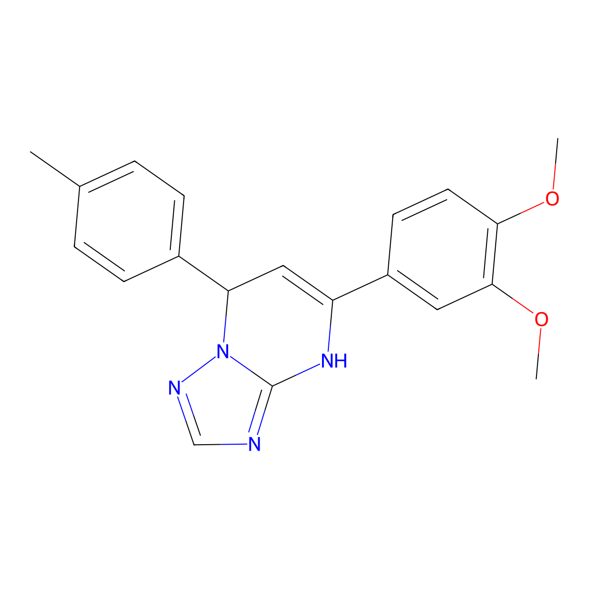 5-(3,4-Dimethoxyphenyl)-7-(4-methylphenyl)-4,7-dihydro[1,2,4]triazolo[1,5-a]pyrimidine molecular structure, CAS 459418-25-8