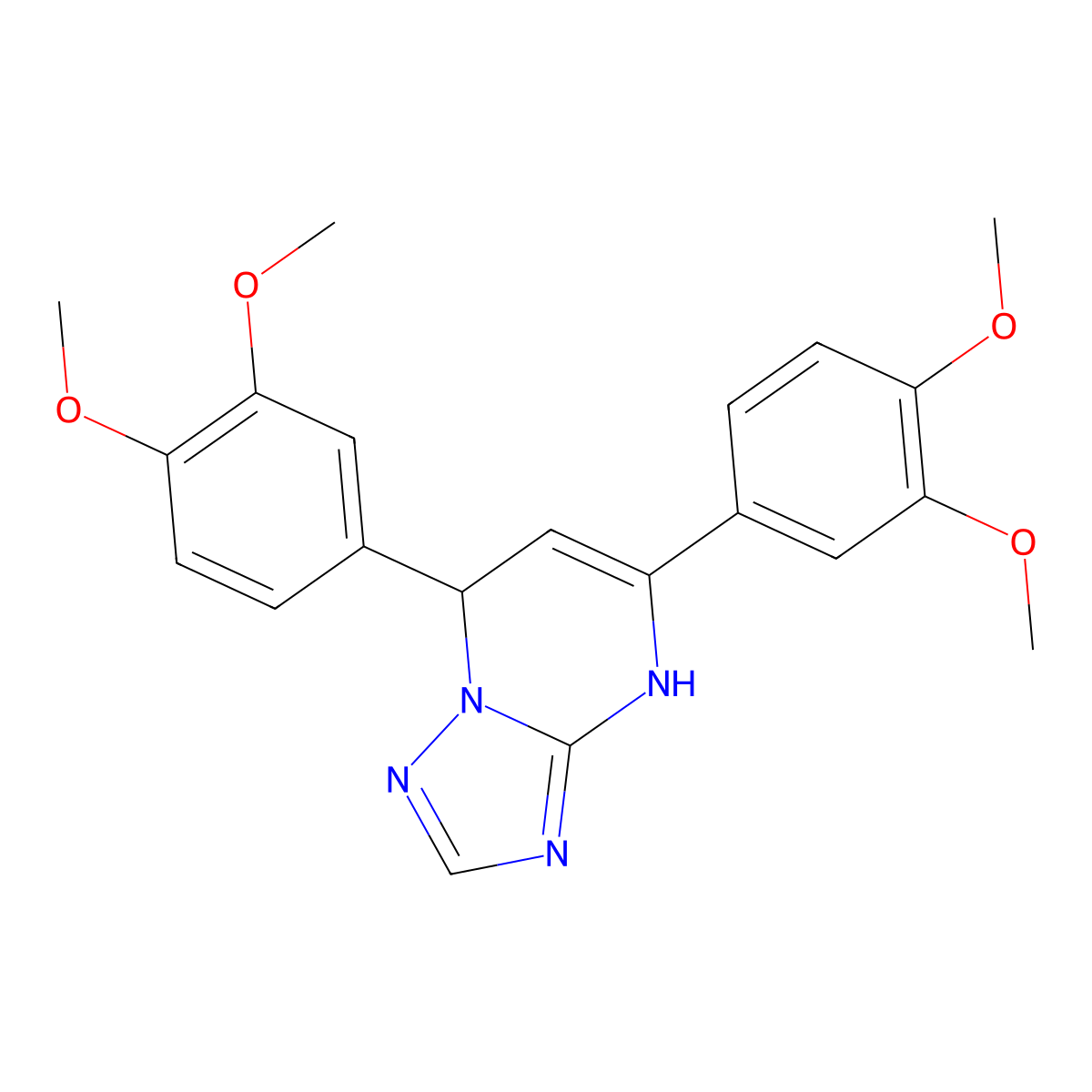 5,7-Bis(3,4-dimethoxyphenyl)-4,7-dihydro[1,2,4]triazolo[1,5-a]pyrimidine molecular structure, CAS 459418-27-0