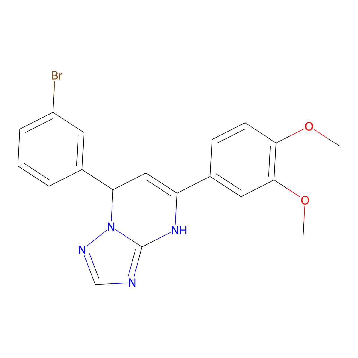 7-(3-Bromophenyl)-5-(3,4-dimethoxyphenyl)-4,7-dihydro-[1,2,4]triazolo[1,5-a]pyrimidine molecular structure, CAS 459418-29-2