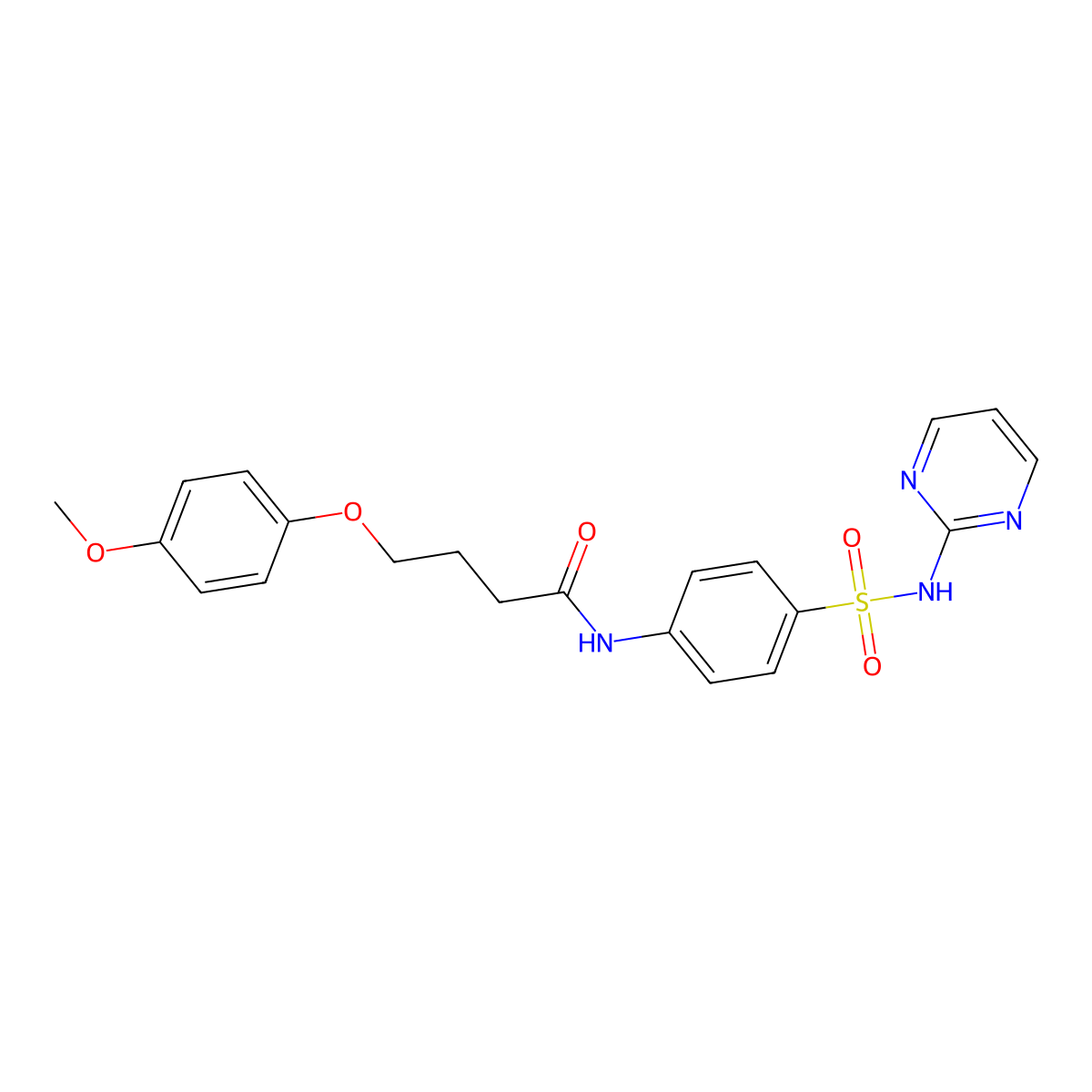 4-(4-methoxyphenoxy)-N-[4-(pyrimidin-2-ylsulfamoyl)phenyl]butanamide molecular structure, CAS 459418-38-3