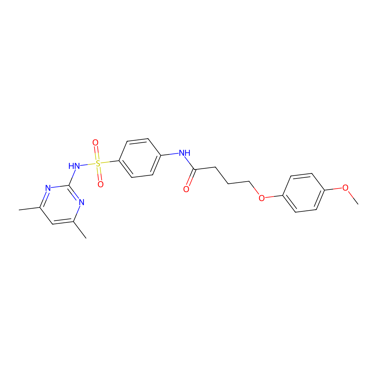 N-{4-[(4,6-dimethylpyrimidin-2-yl)sulfamoyl]phenyl}-4-(4-methoxyphenoxy)butanamide molecular structure, CAS 459418-39-4