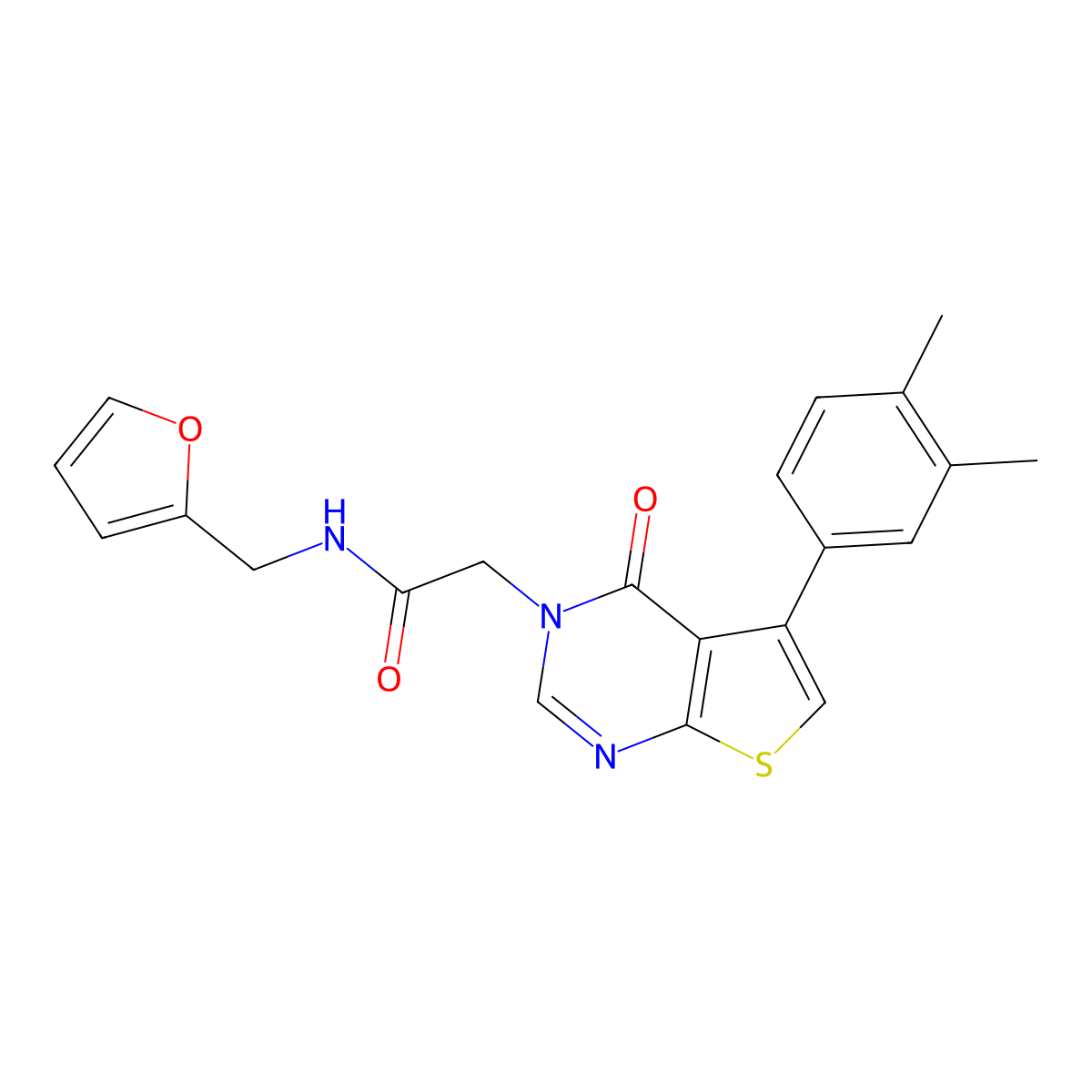2-(5-(3,4-dimethylphenyl)-4-oxothieno[2,3-d]pyrimidin-3(4H)-yl)-N-(furan-2-ylmethyl)acetamide molecular structure, CAS 459418-55-4