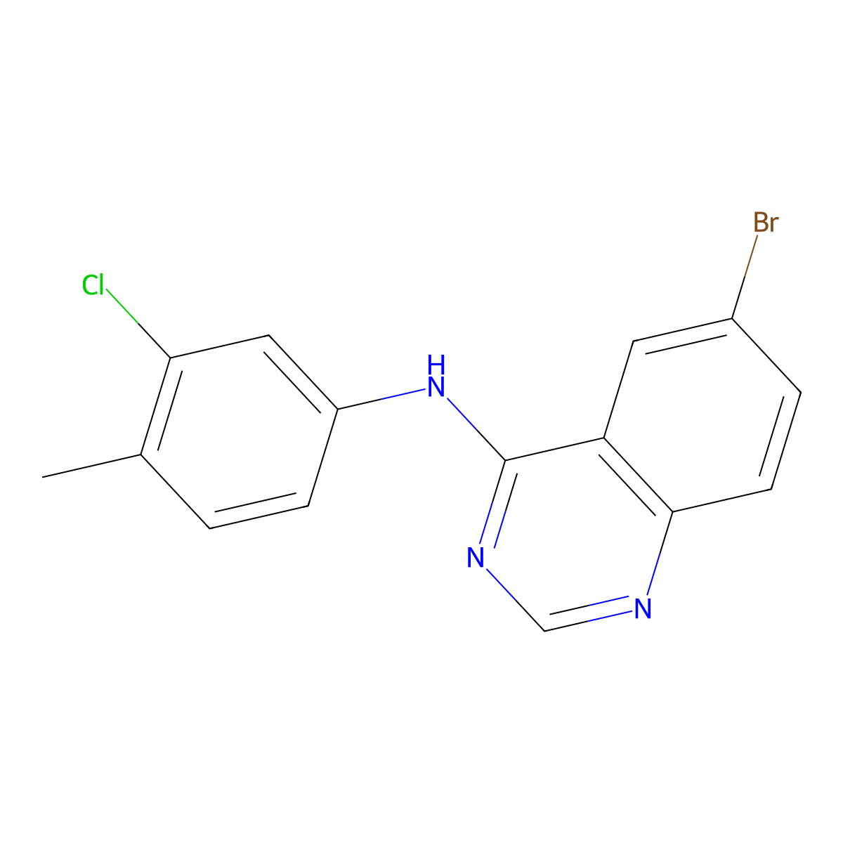 6-bromo-N-(3-chloro-4-methylphenyl)quinazolin-4-amine molecular structure, CAS 459418-62-3