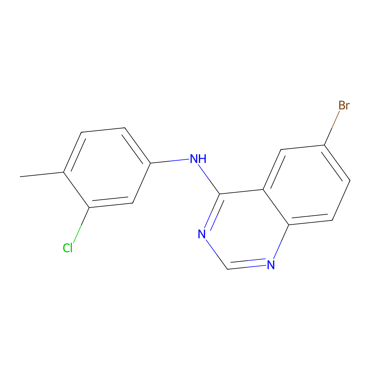 6-bromo-N-(3-chloro-4-methylphenyl)quinazolin-4-amine molecular structure, CAS 459418-62-3