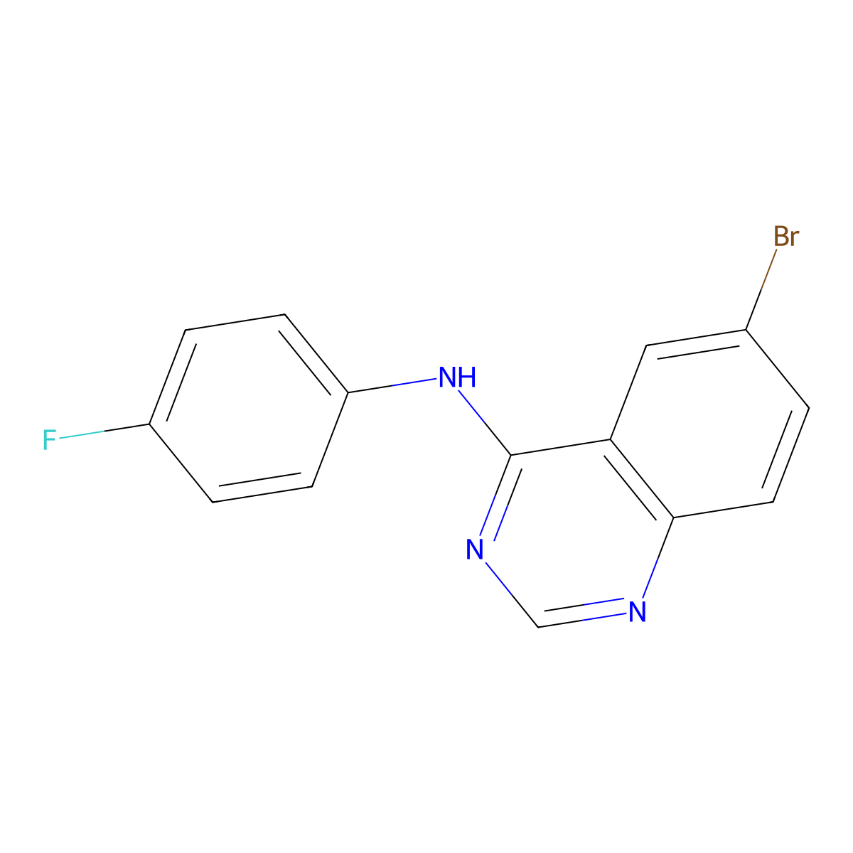 6-bromo-N-(4-fluorophenyl)quinazolin-4-amine molecular structure, CAS 459418-63-4