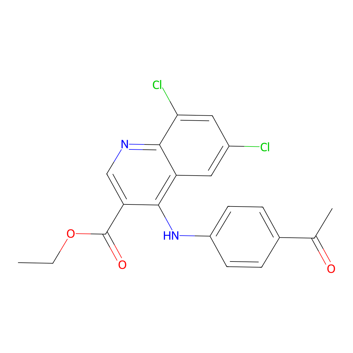 Ethyl 4-(4-acetylanilino)-6,8-dichloroquinoline-3-carboxylate molecular structure, CAS 459418-82-7