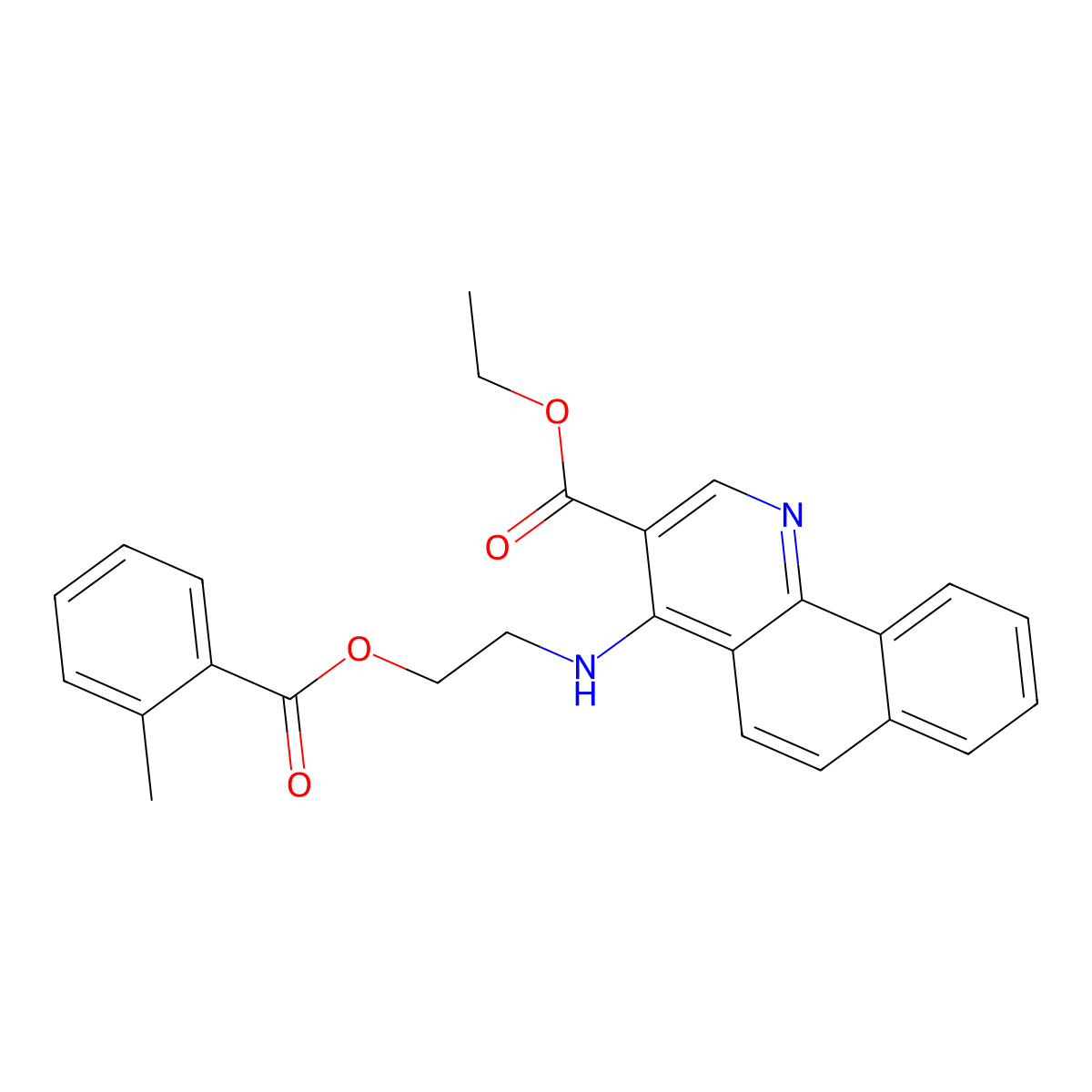 Ethyl 4-({2-[(2-methylbenzoyl)oxy]ethyl}amino)benzo[h]quinoline-3-carboxylate molecular structure, CAS 459419-05-7
