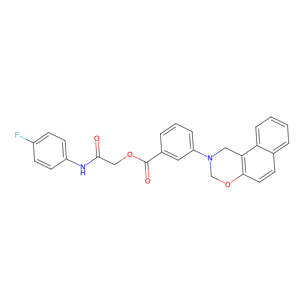 2-((4-fluorophenyl)amino)-2-oxoethyl 3-(1H-naphtho[1,2-e][1,3]oxazin-2(3H)-yl)benzoate molecular structure, CAS 459419-17-1