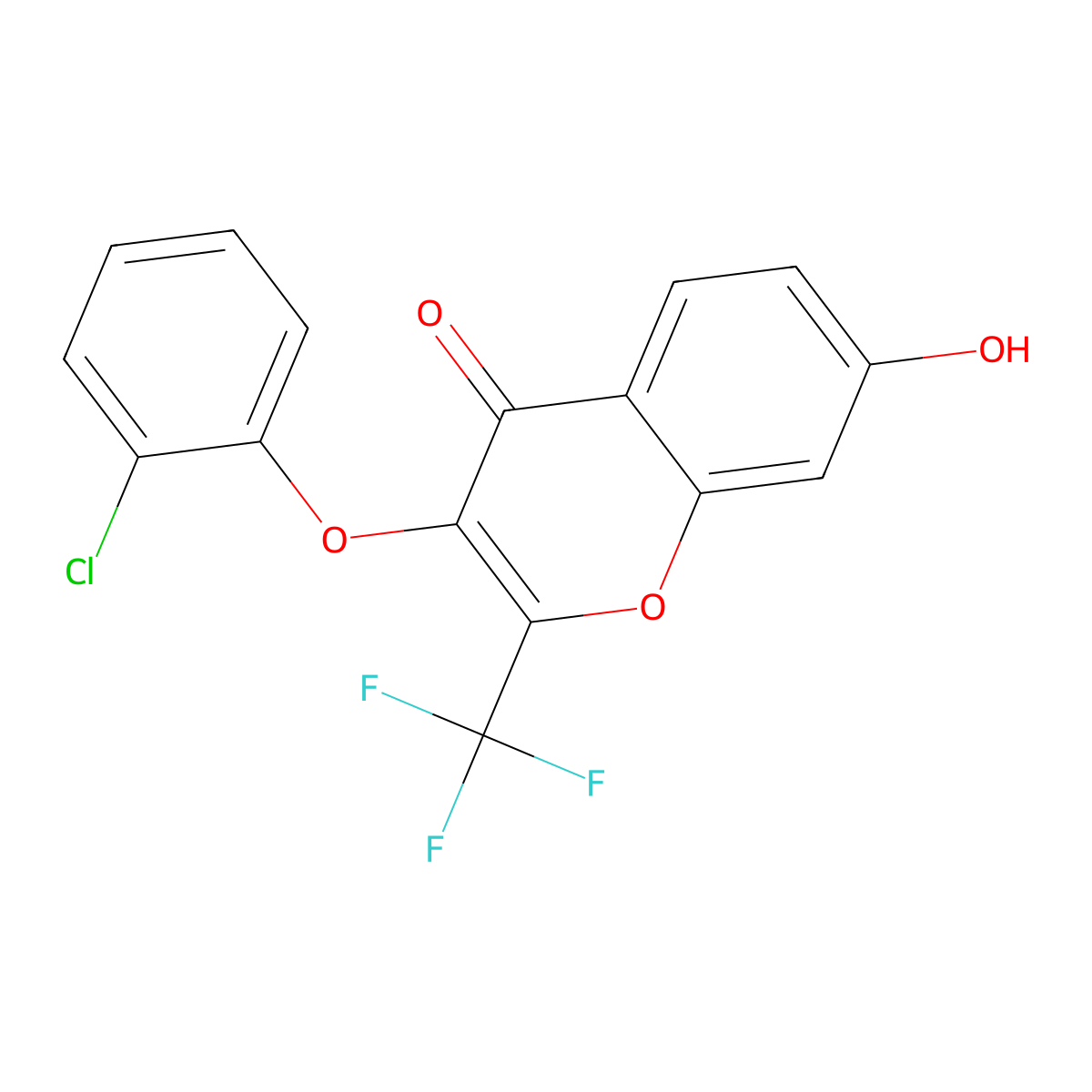 3-(2-chlorophenoxy)-7-hydroxy-2-(trifluoromethyl)-4H-chromen-4-one molecular structure, CAS 459419-19-3