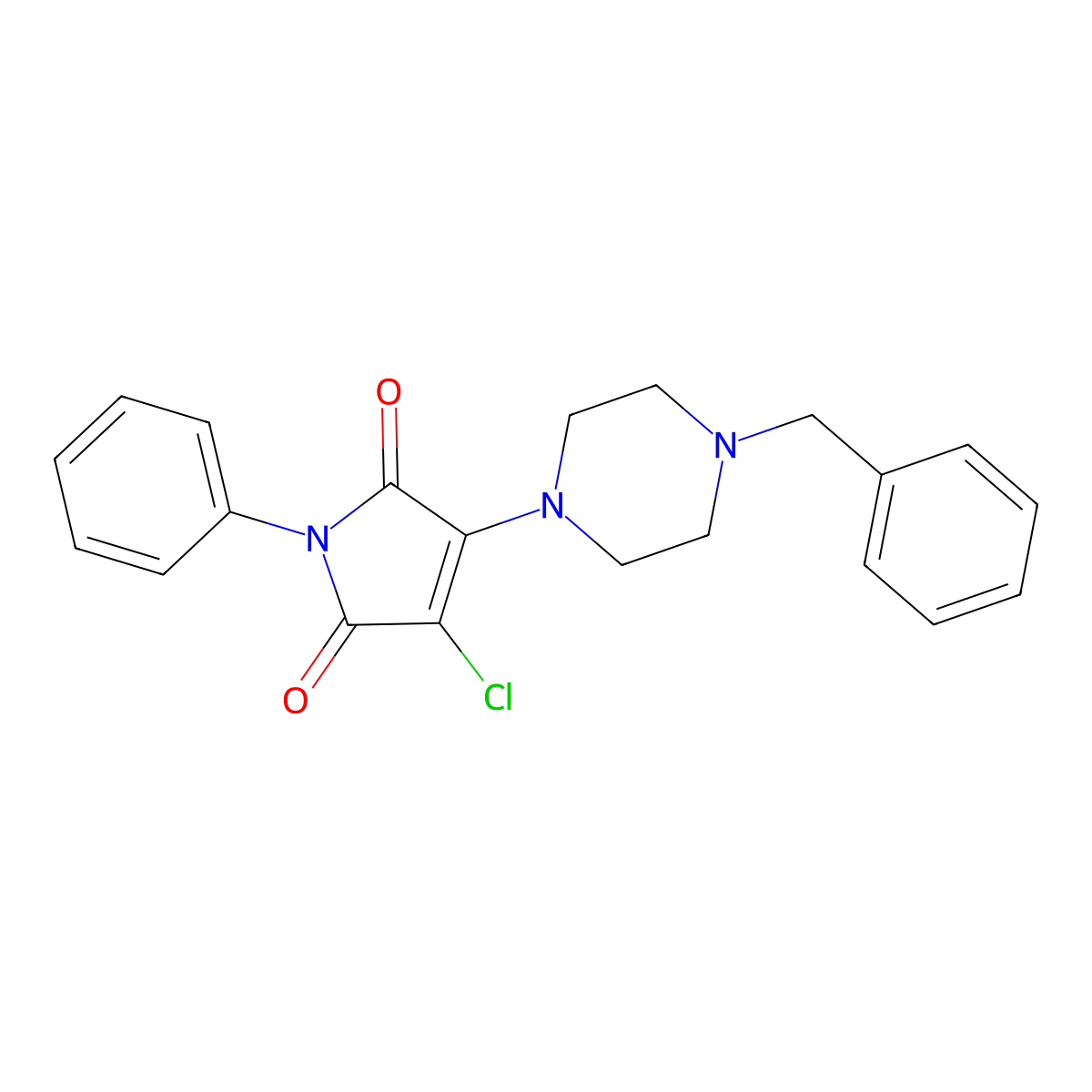 3-(4-benzylpiperazin-1-yl)-4-chloro-1-phenyl-1H-pyrrole-2,5-dione molecular structure, CAS 459419-22-8