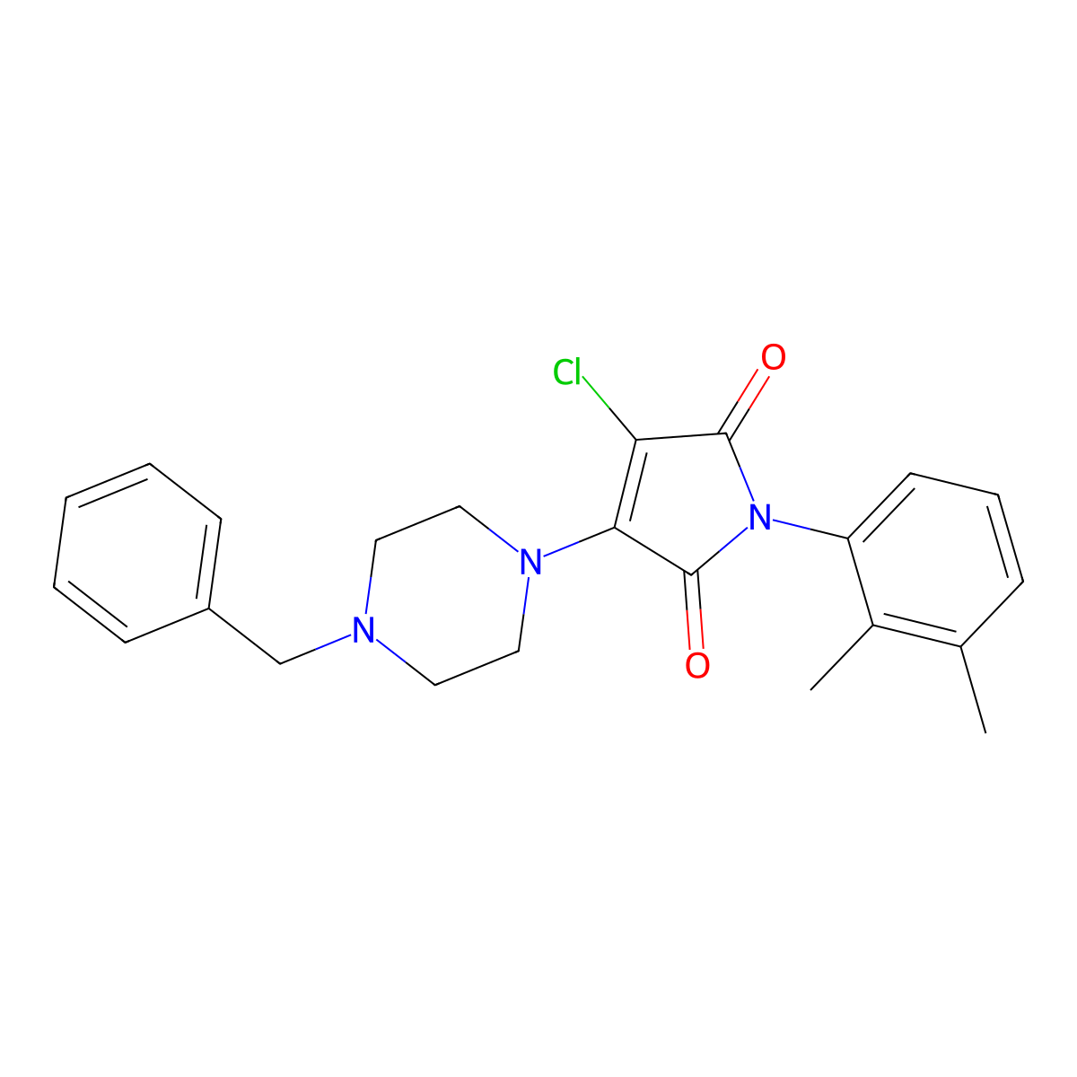 3-(4-benzylpiperazin-1-yl)-4-chloro-1-(2,3-dimethylphenyl)-1H-pyrrole-2,5-dione molecular structure, CAS 459419-25-1