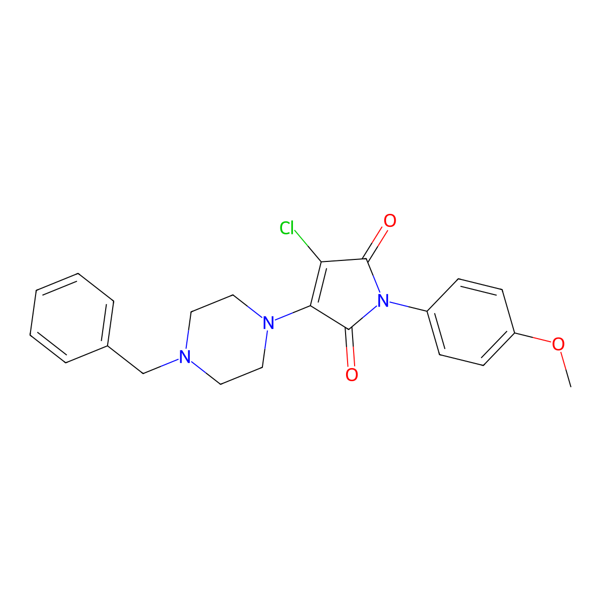 3-(4-benzyl-1-piperazinyl)-4-chloro-1-(4-methoxyphenyl)-1H-pyrrole-2,5-dione molecular structure, CAS 459419-32-0