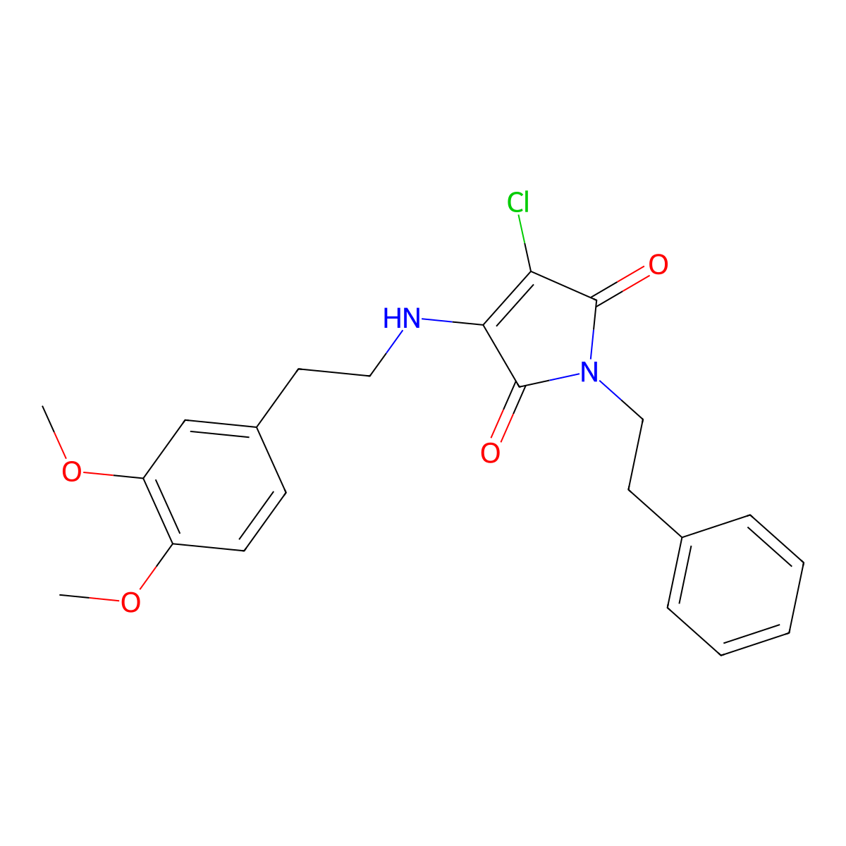 3-Chloro-4-[2-(3,4-dimethoxyphenyl)ethylamino]-1-(2-phenylethyl)pyrrole-2,5-dione molecular structure, CAS 459419-35-3