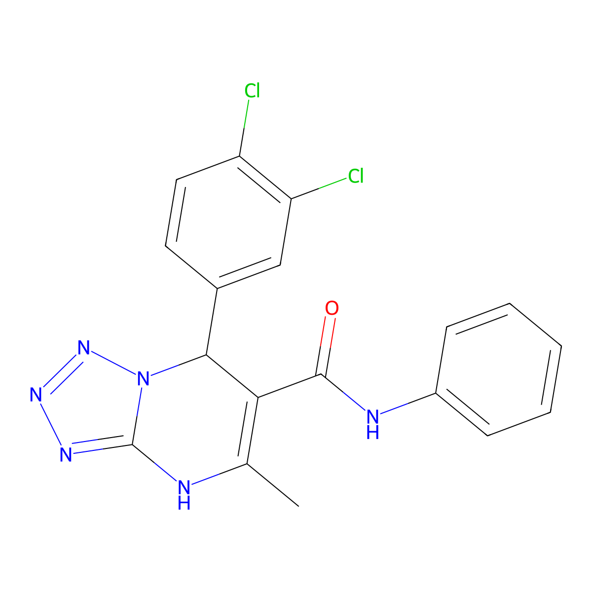 7-(3,4-dichlorophenyl)-5-methyl-N-phenyl-4,7-dihydrotetrazolo[1,5-a]pyrimidine-6-carboxamide molecular structure, CAS 459419-44-4