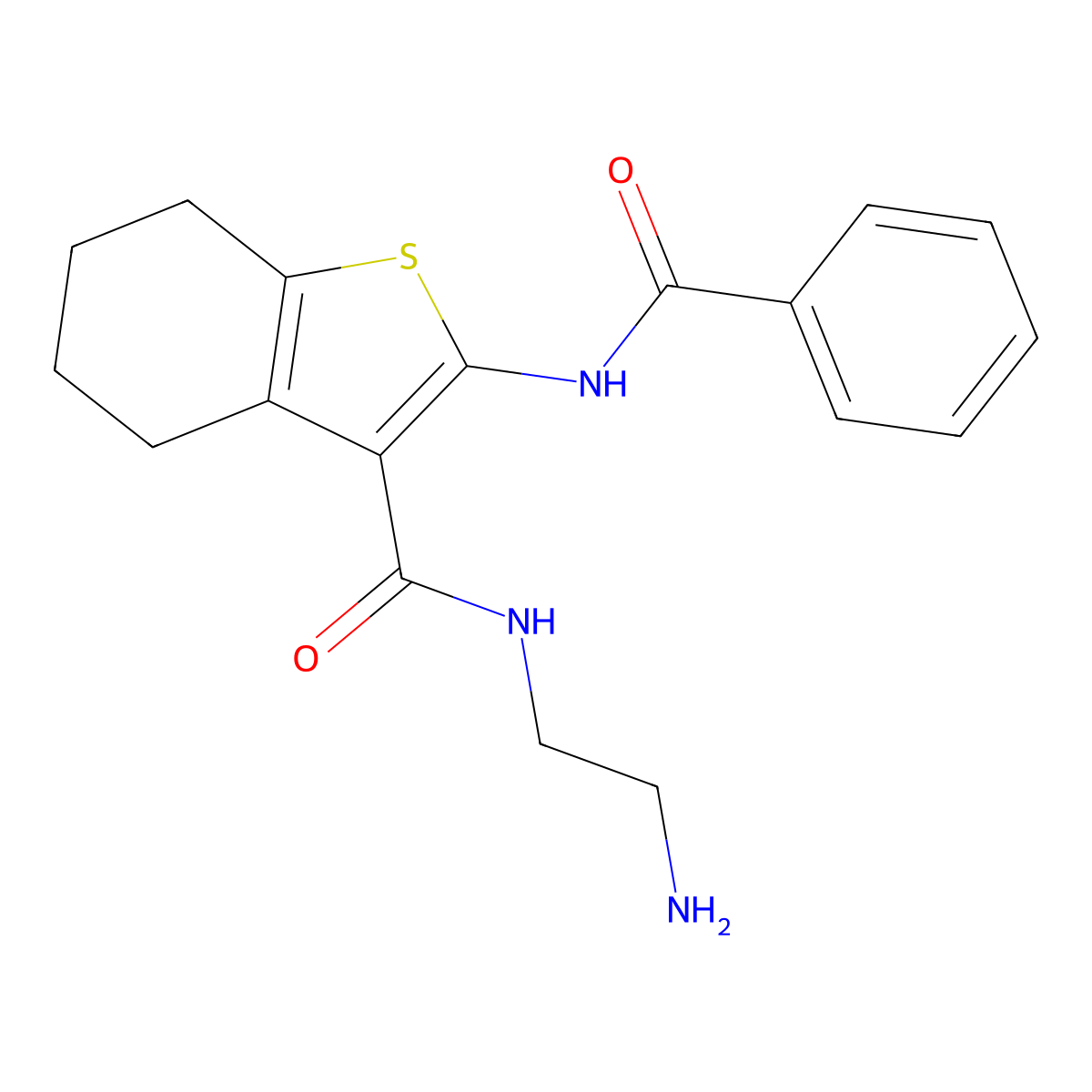 N-(2-aminoethyl)-2-benzamido-4,5,6,7-tetrahydro-1-benzothiophene-3-carboxamide molecular structure, CAS 459419-47-7